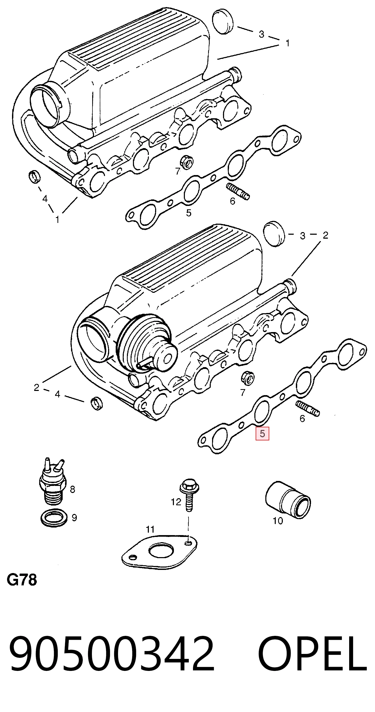 Juego de juntas, colector de admisión para Opel Kadett D 