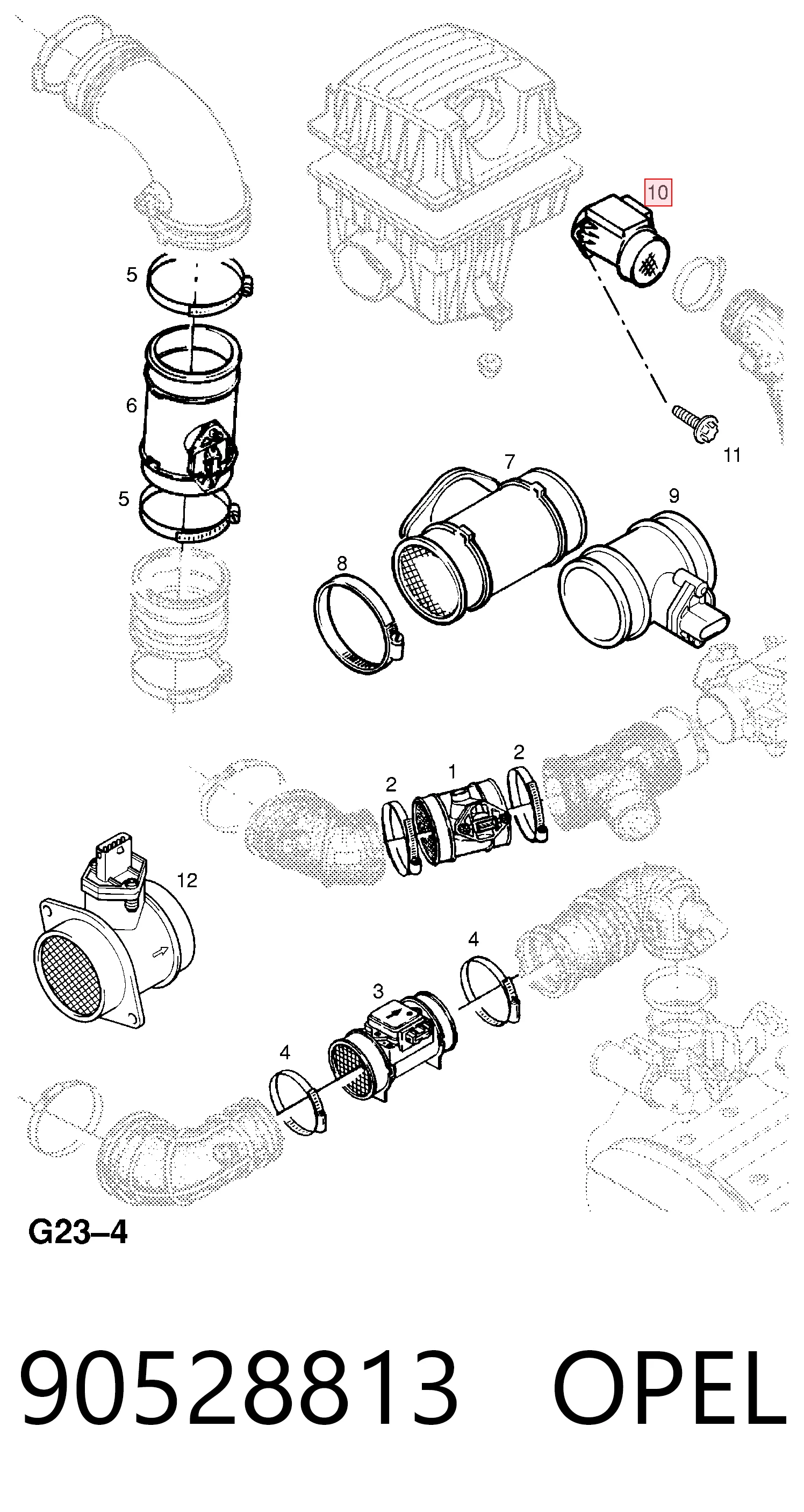 90528813 Opel Sensor de flujo de aire