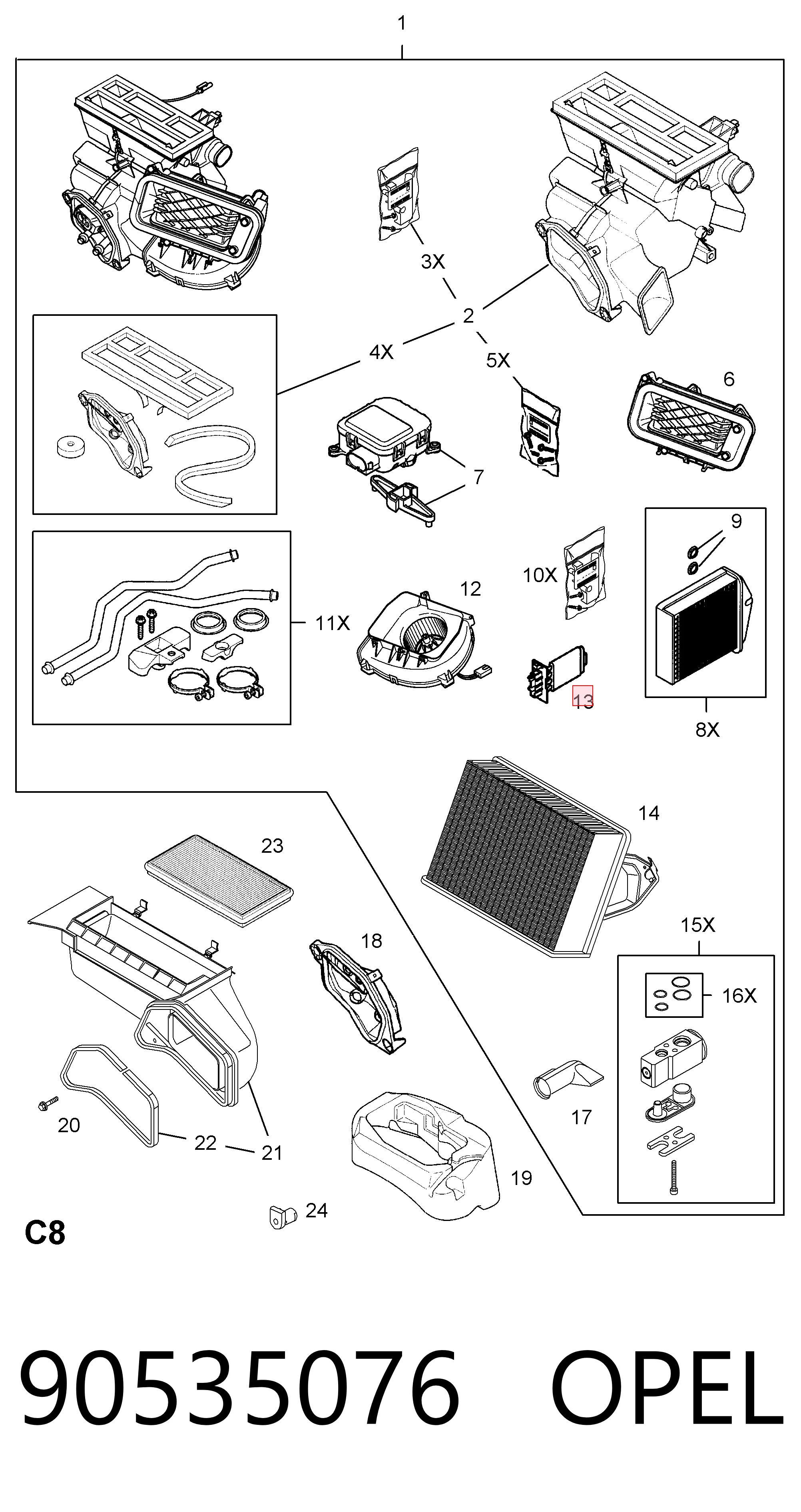 90535076 Opel Regulador de velocidad del ventilador de refrigeración (unidad de control)