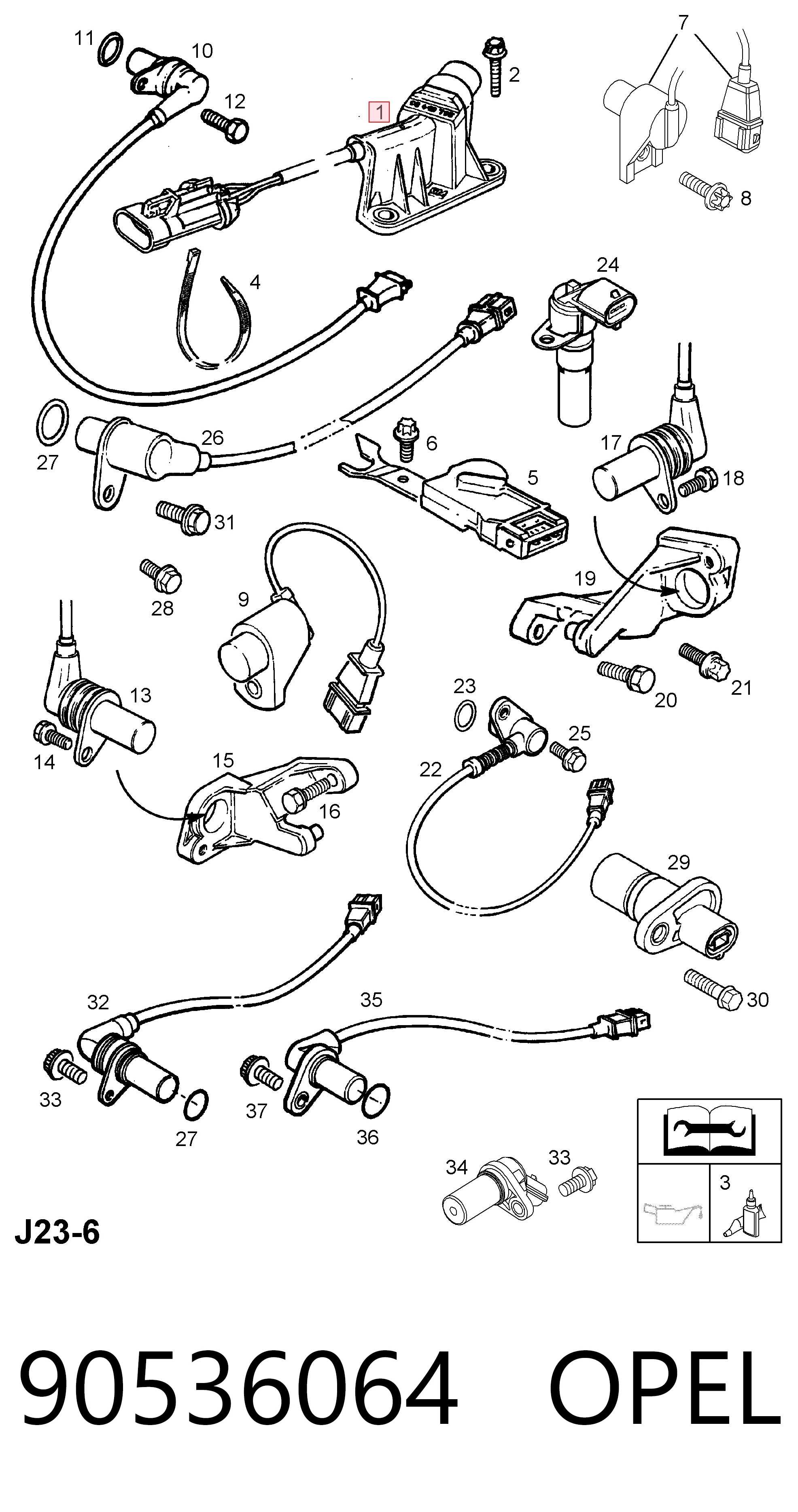 90536064 Opel Sensor posición arbol de levas