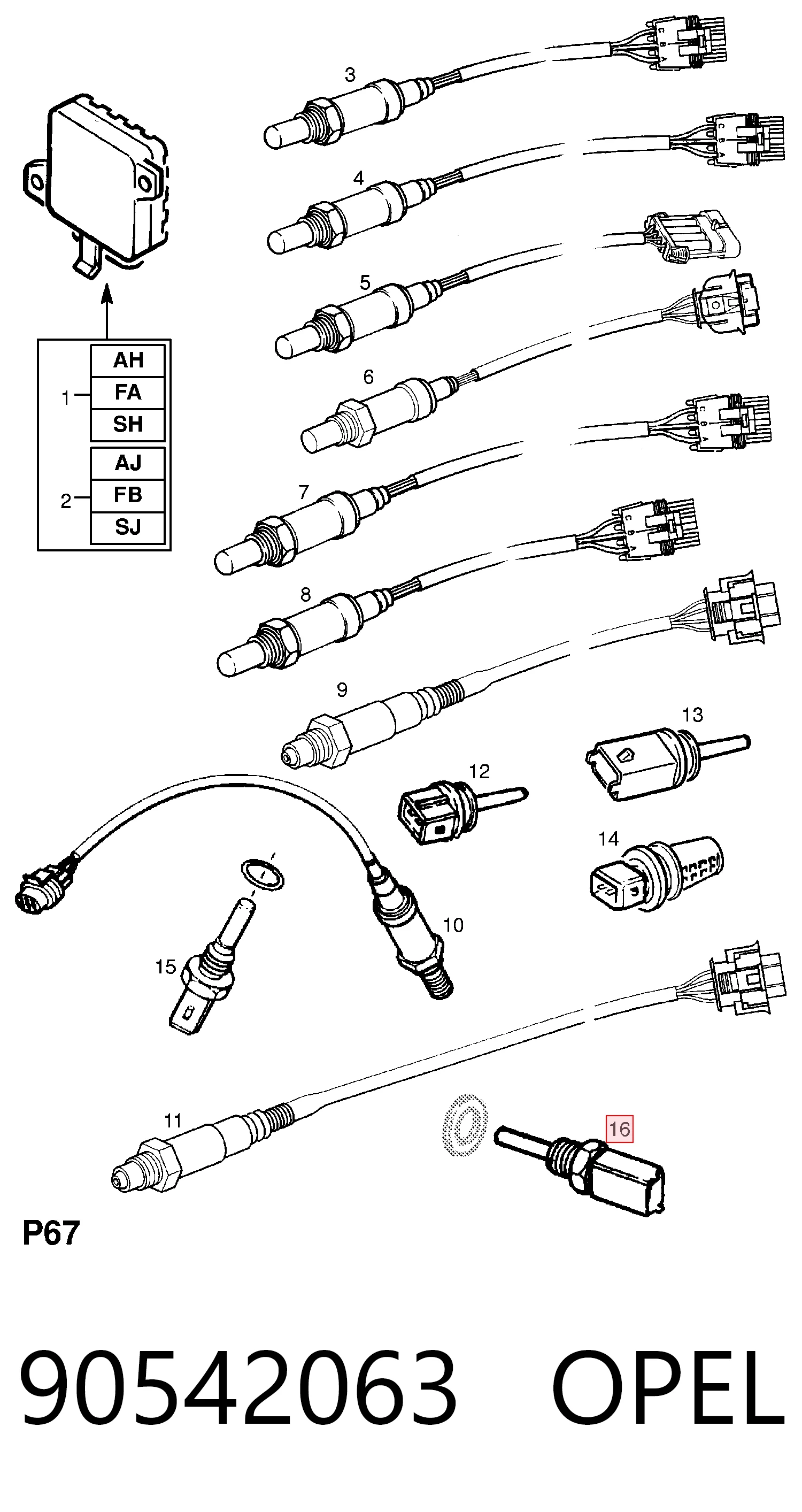 90542063 Opel Sensor temperatura refrigerante