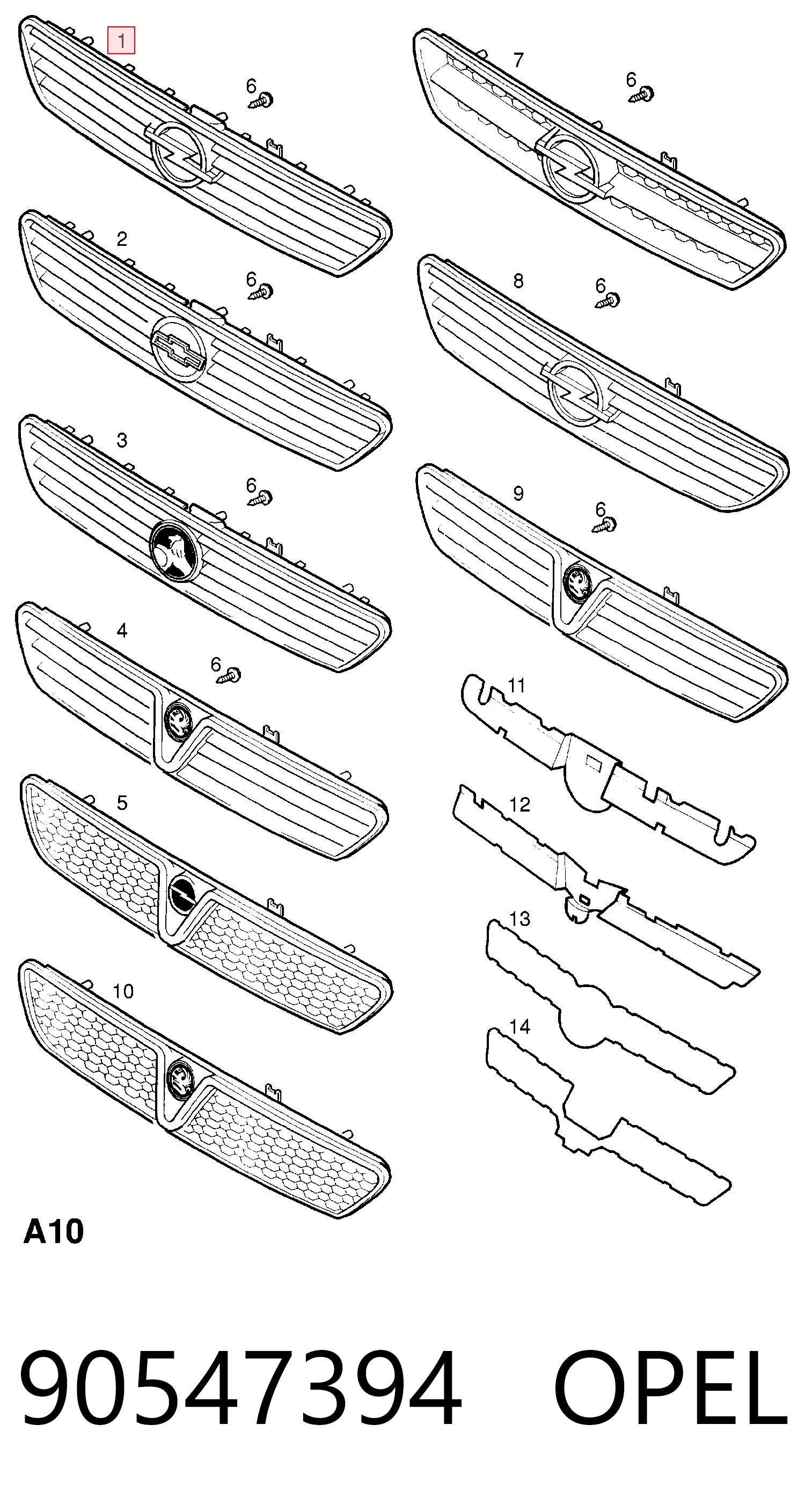 Comprar 90587100 General Motors Rejilla frontal
