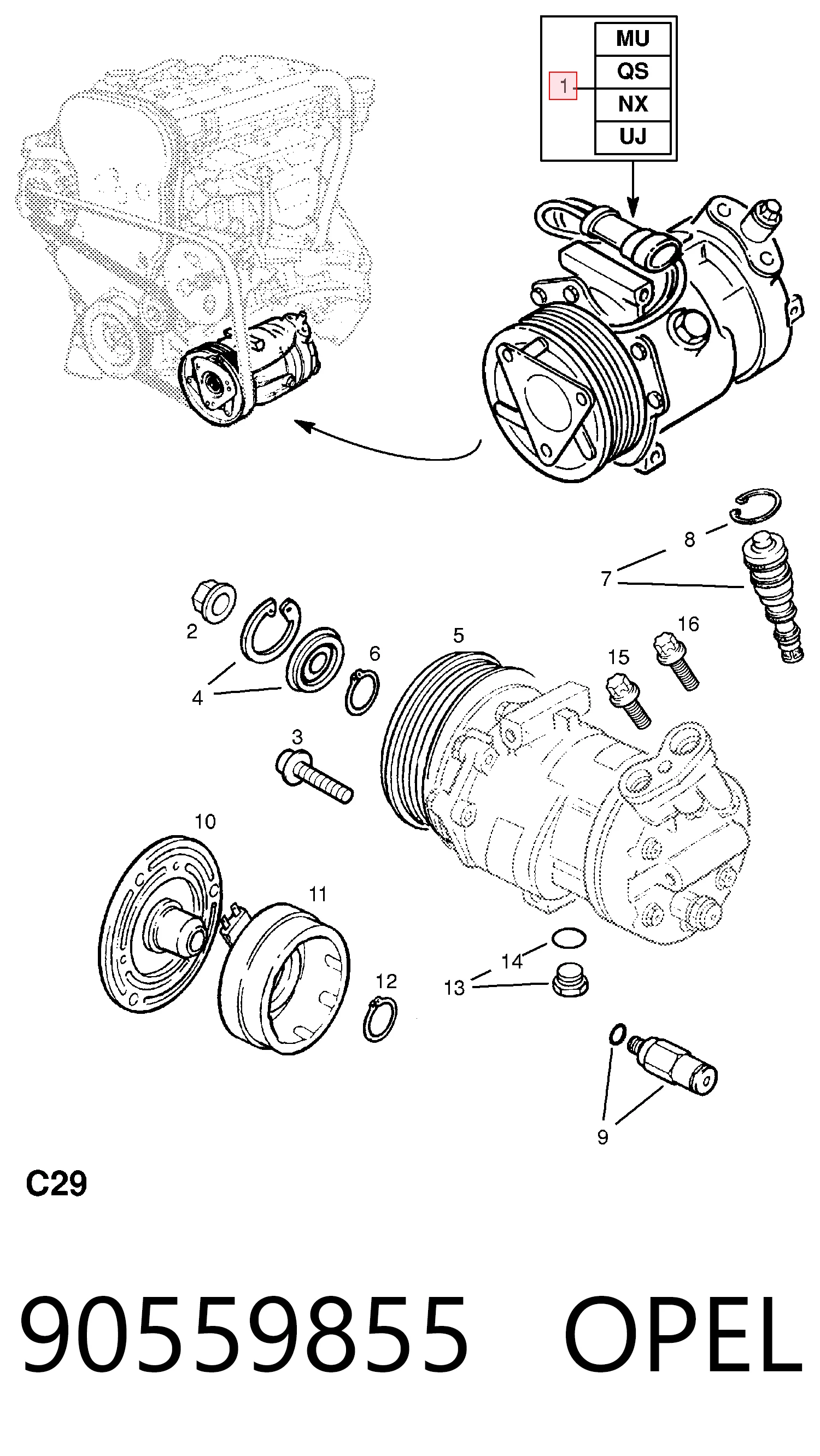 90559855 Opel Compresor climatizador
