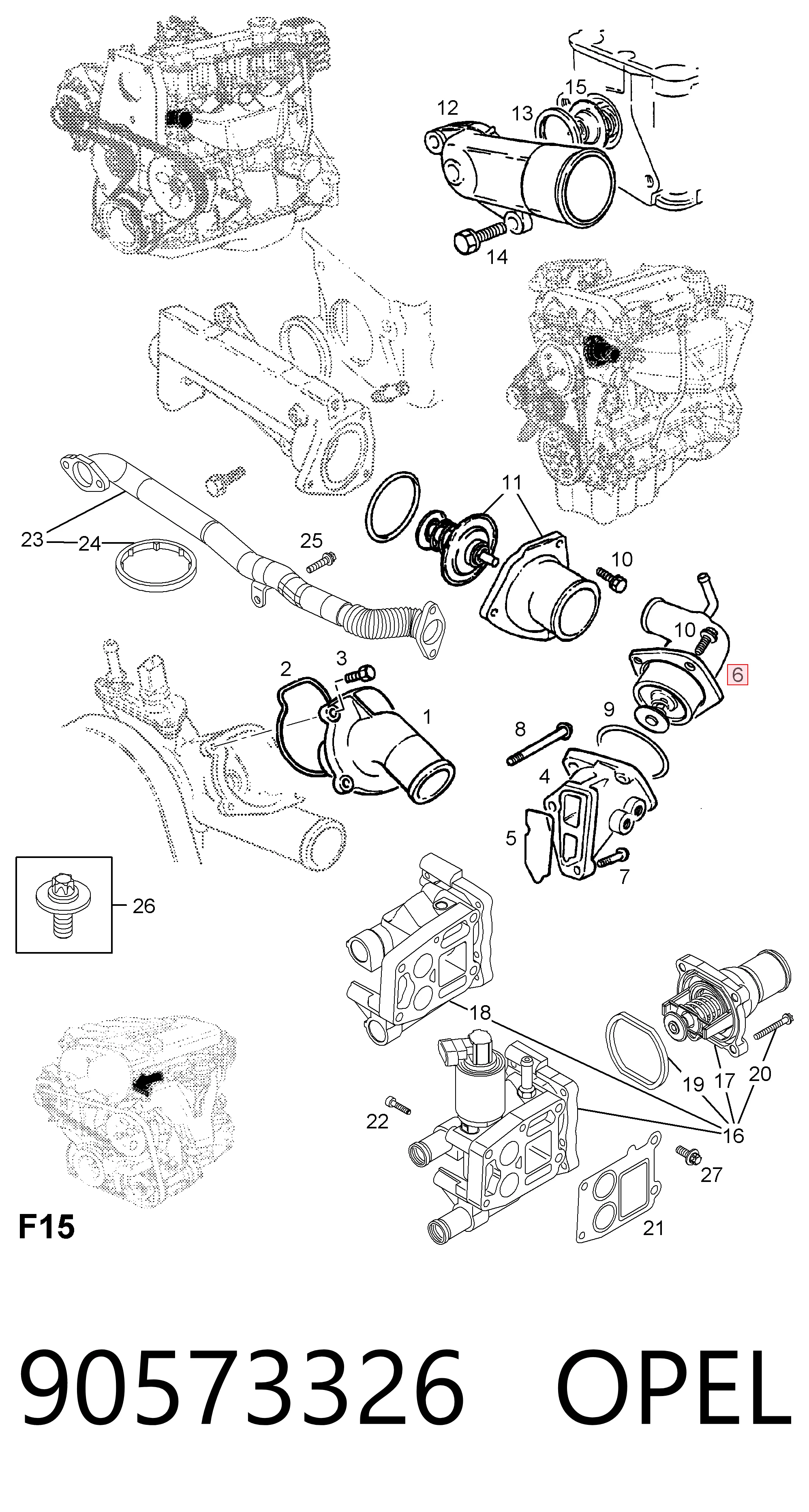 90573326 Opel Termostato de agua