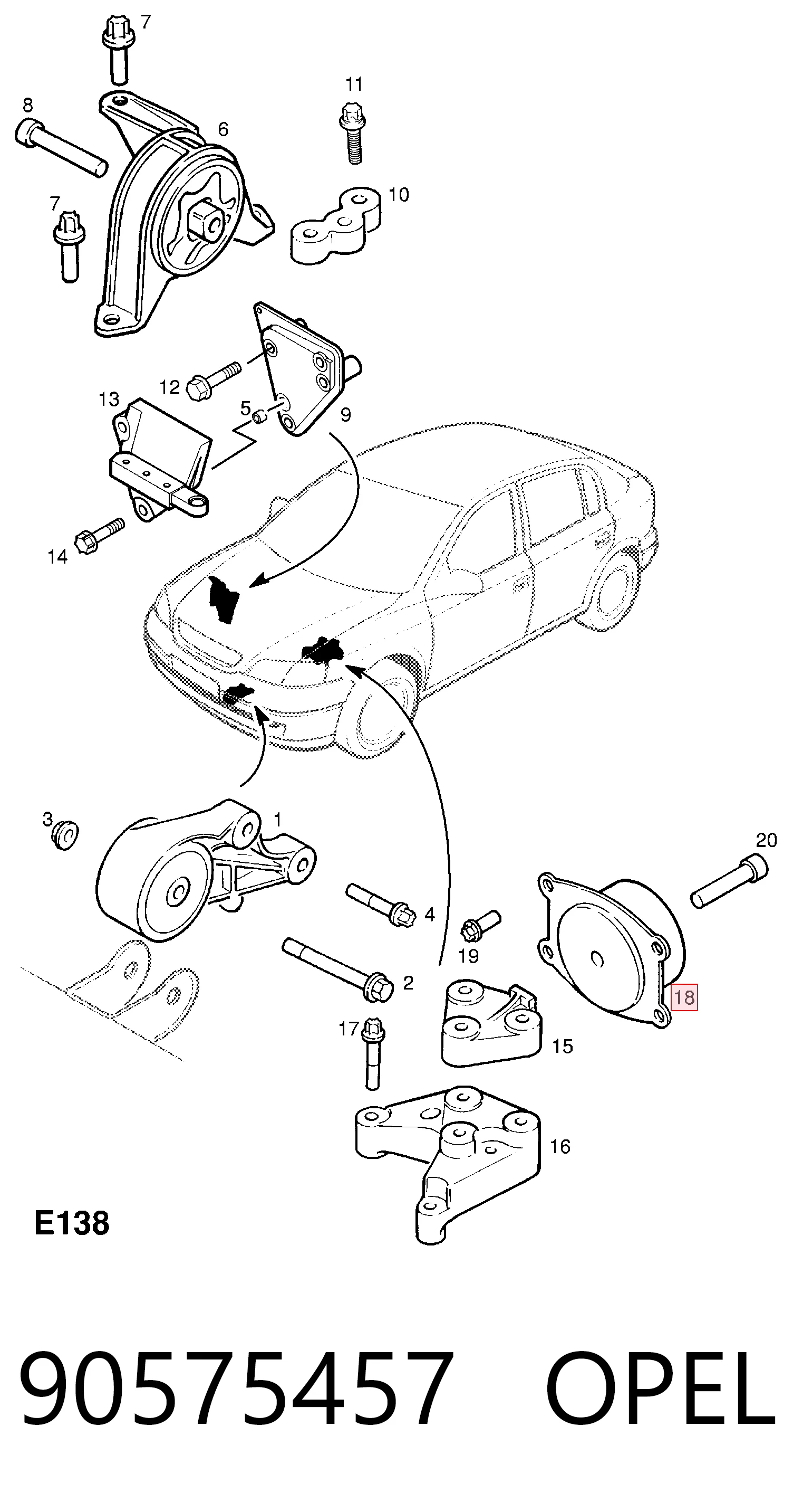 90575457 Opel Soporte de motor izquierdo