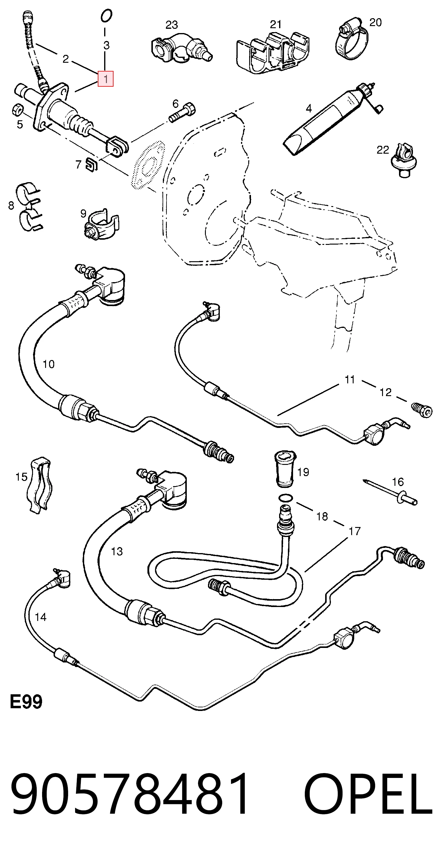 90578481 Opel Cilindro maestro de clutch