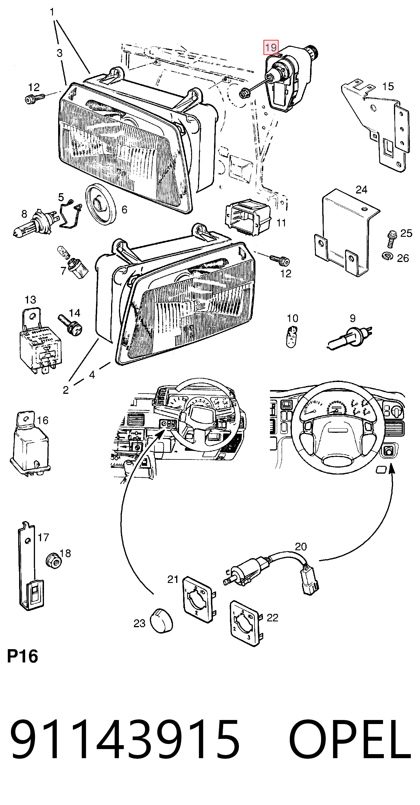 Motor regulador de faros para Opel Frontera 5SUD2