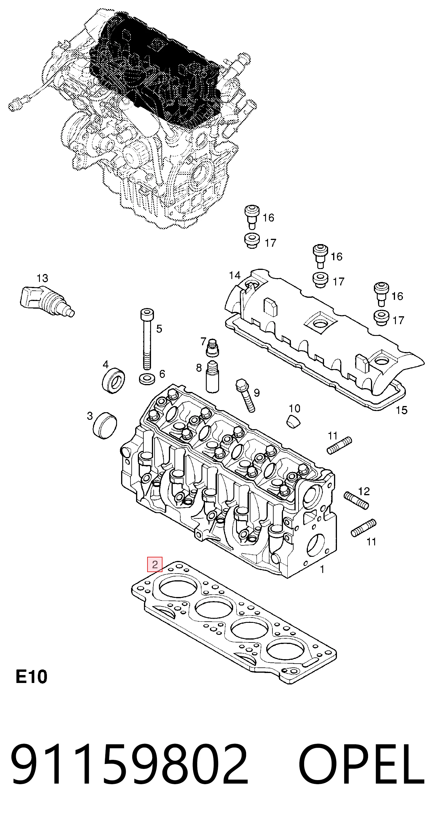 Junta de culata 91159802 OPEL