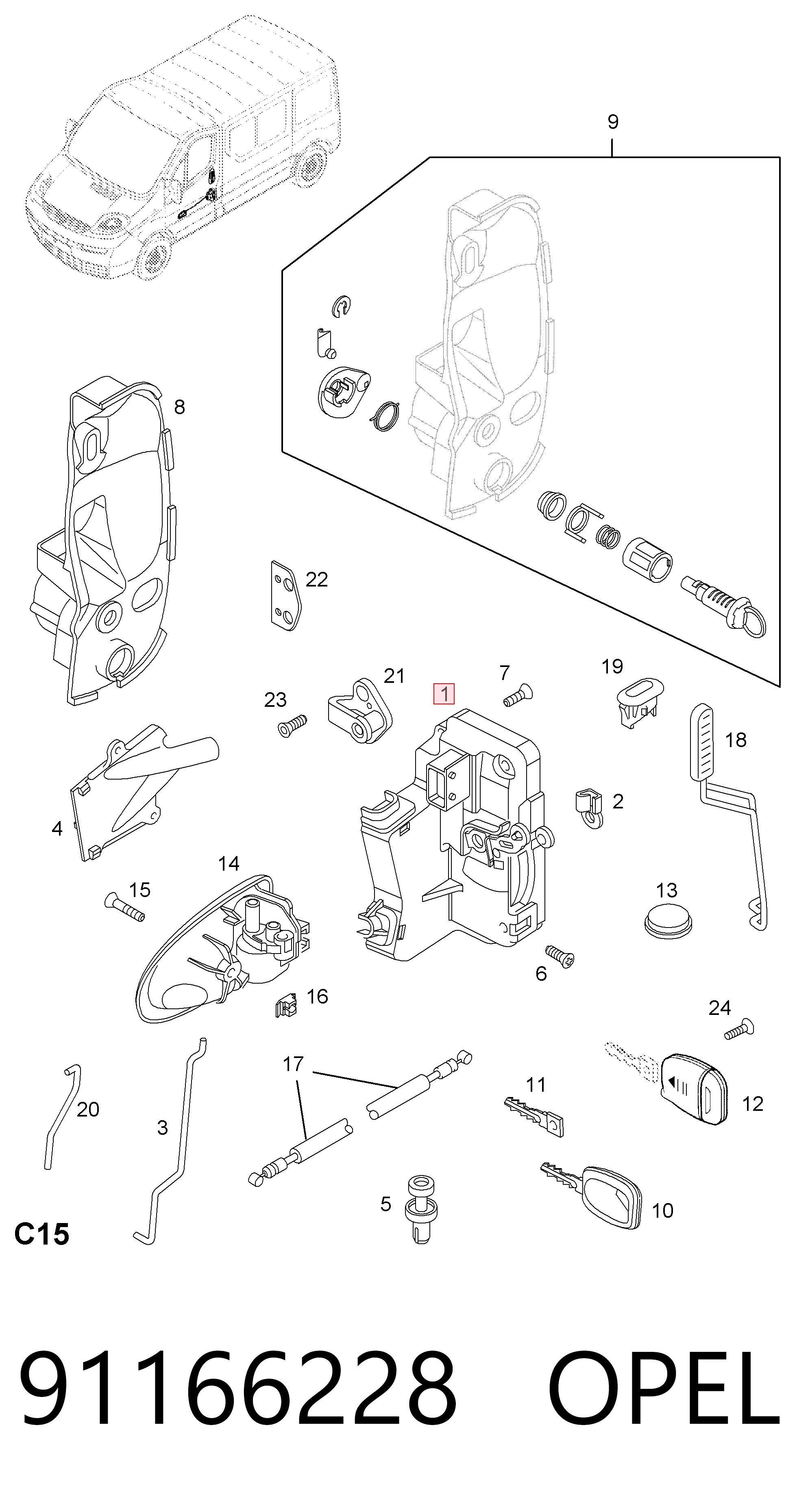 Cerradura de puerta para Opel Vivaro A F7