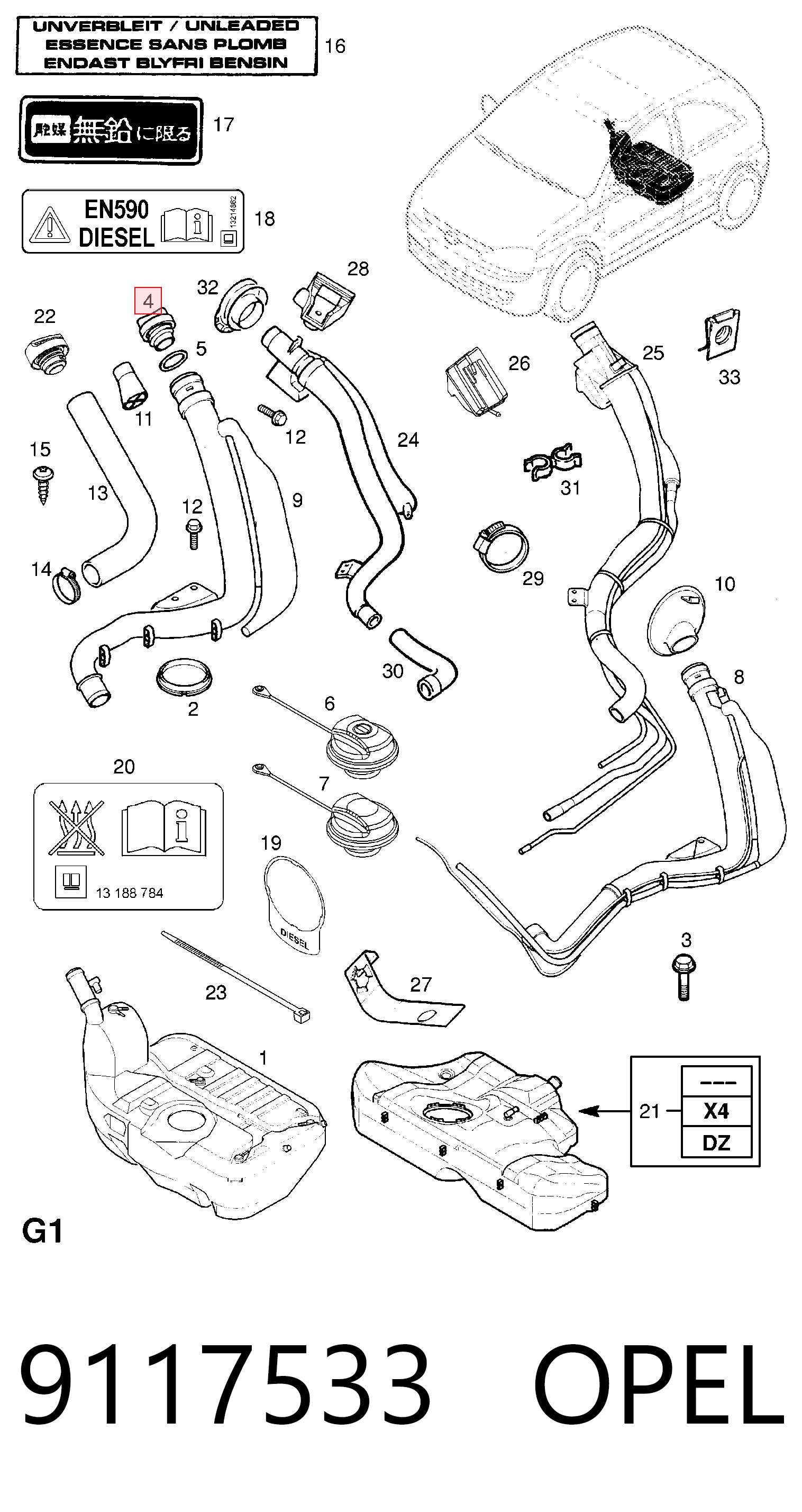 Tapón combustible para Hyundai Elantra III (XD)