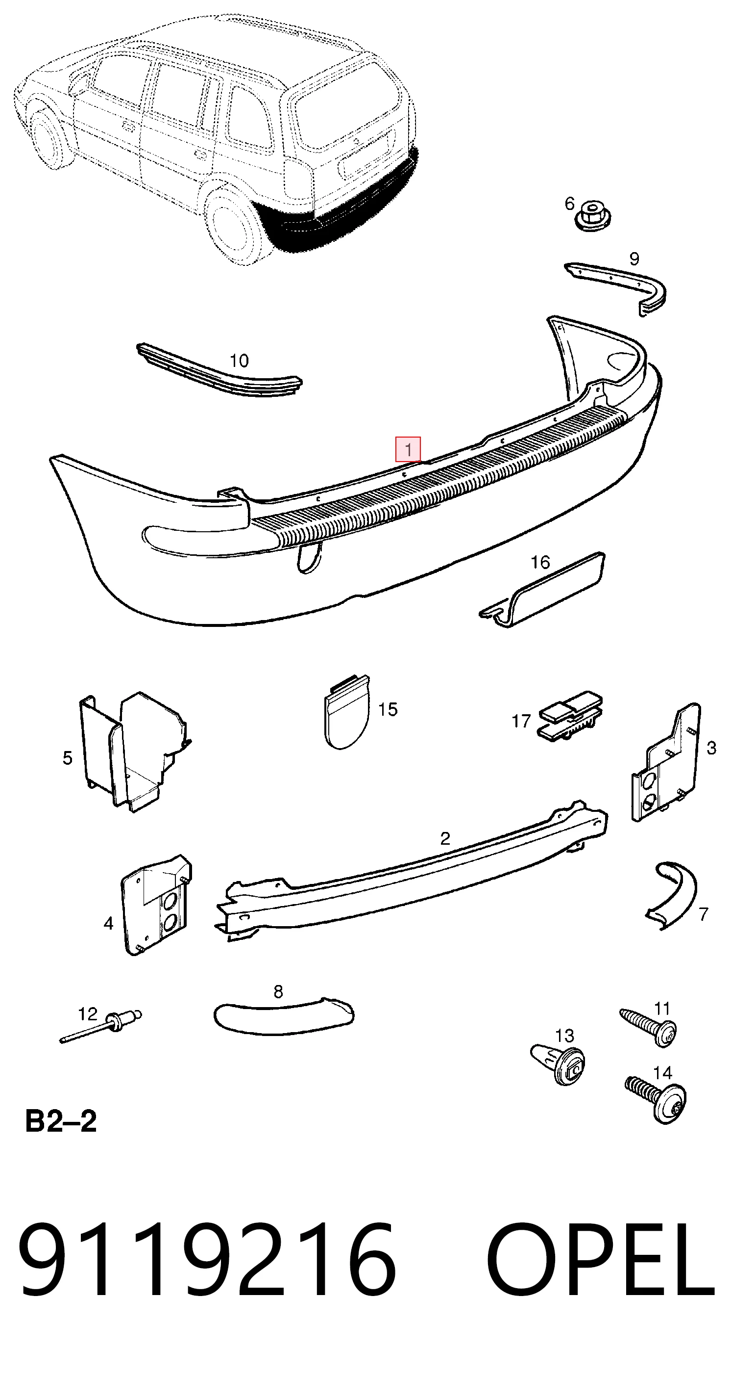 Parachoques trasero para Opel Zafira A (1999-2005) desguace