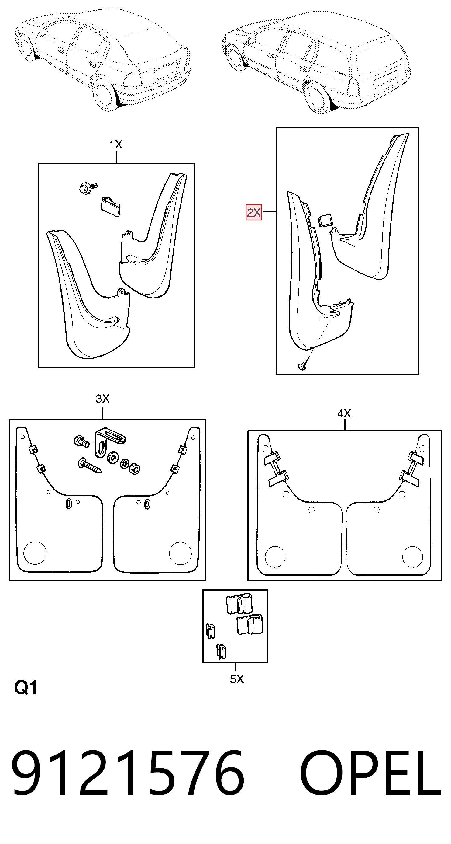 Juego de faldillas guardabarro traseros para Opel Astra G F70