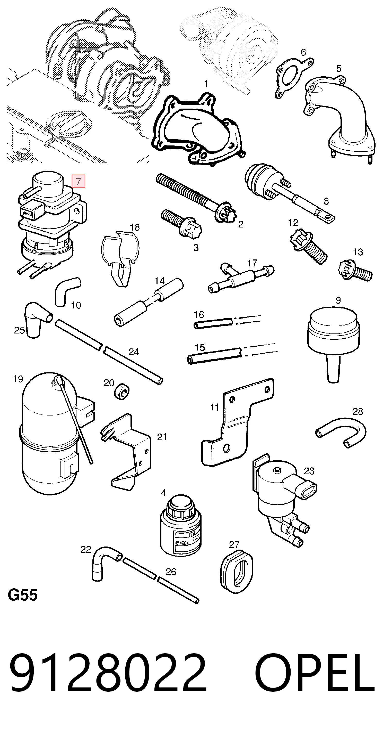 9128022 Opel Válvula solenoide de control de presión de sobrealimentación