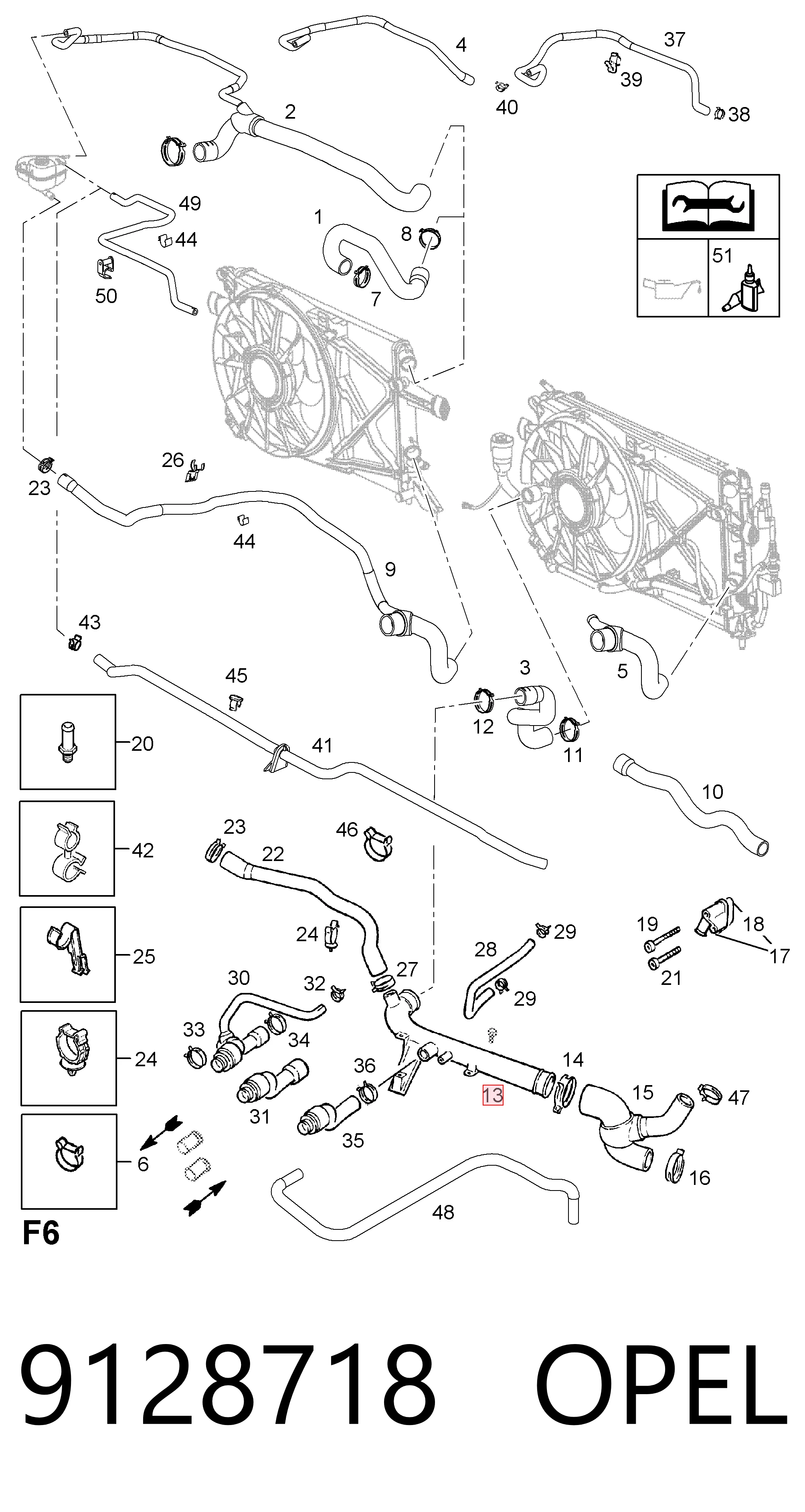 Manguito de radiador para Opel Astra (53B)