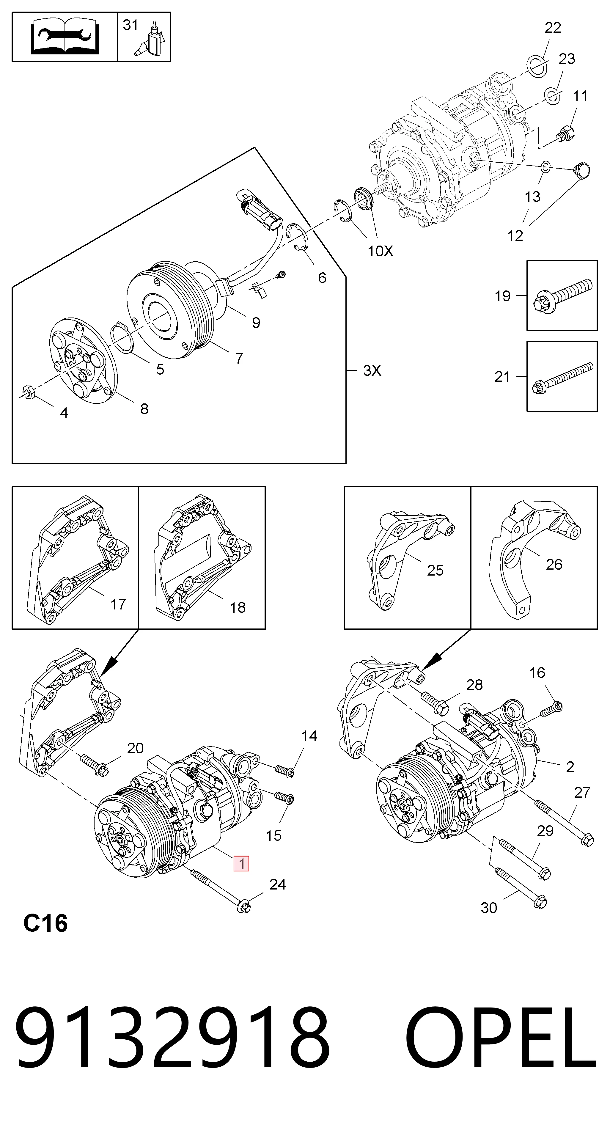 9132918 Opel Compresor climatizador