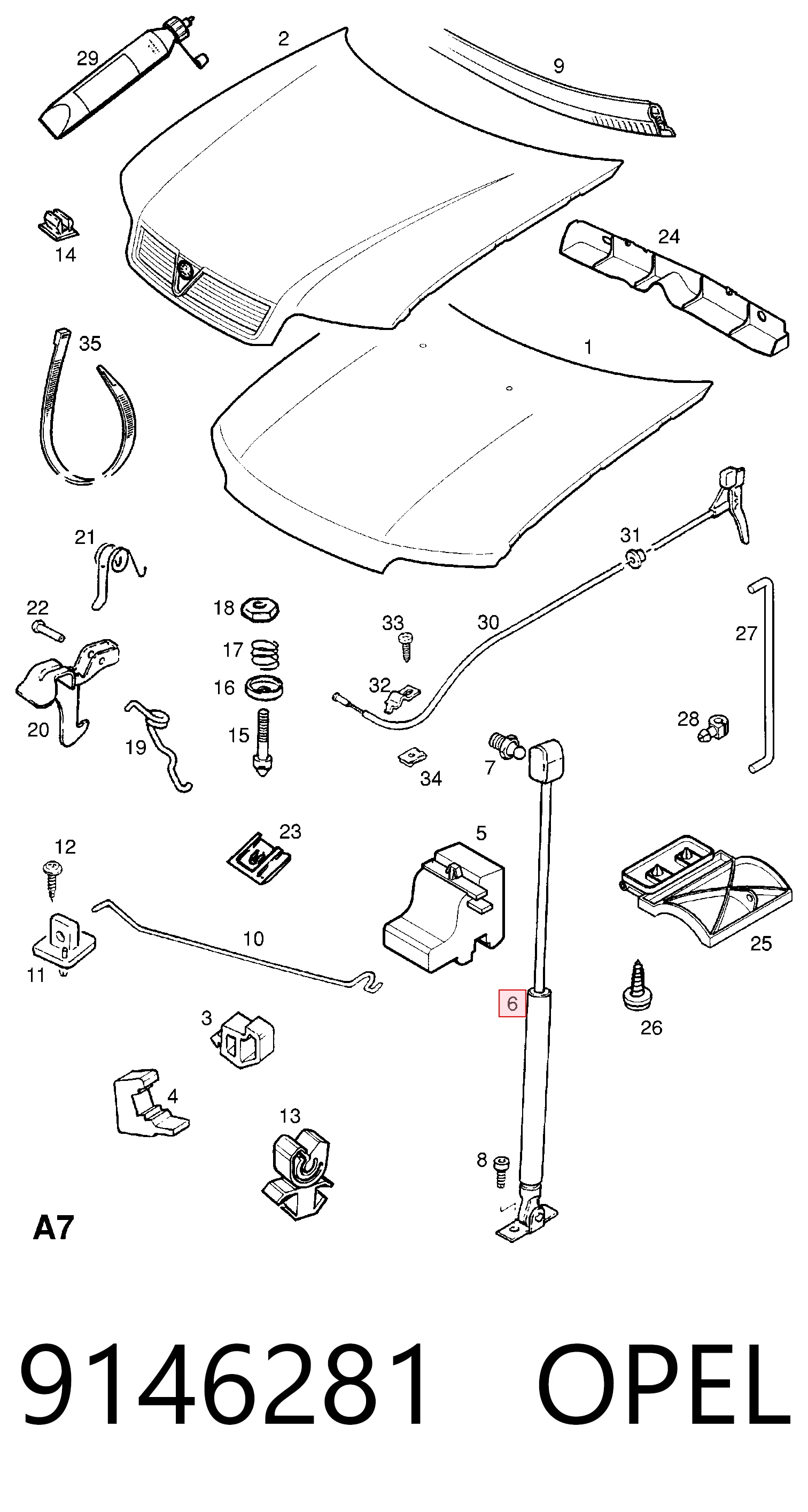 Muelle neumático, tapa delantera Opel Omega  desde 21,48 €
