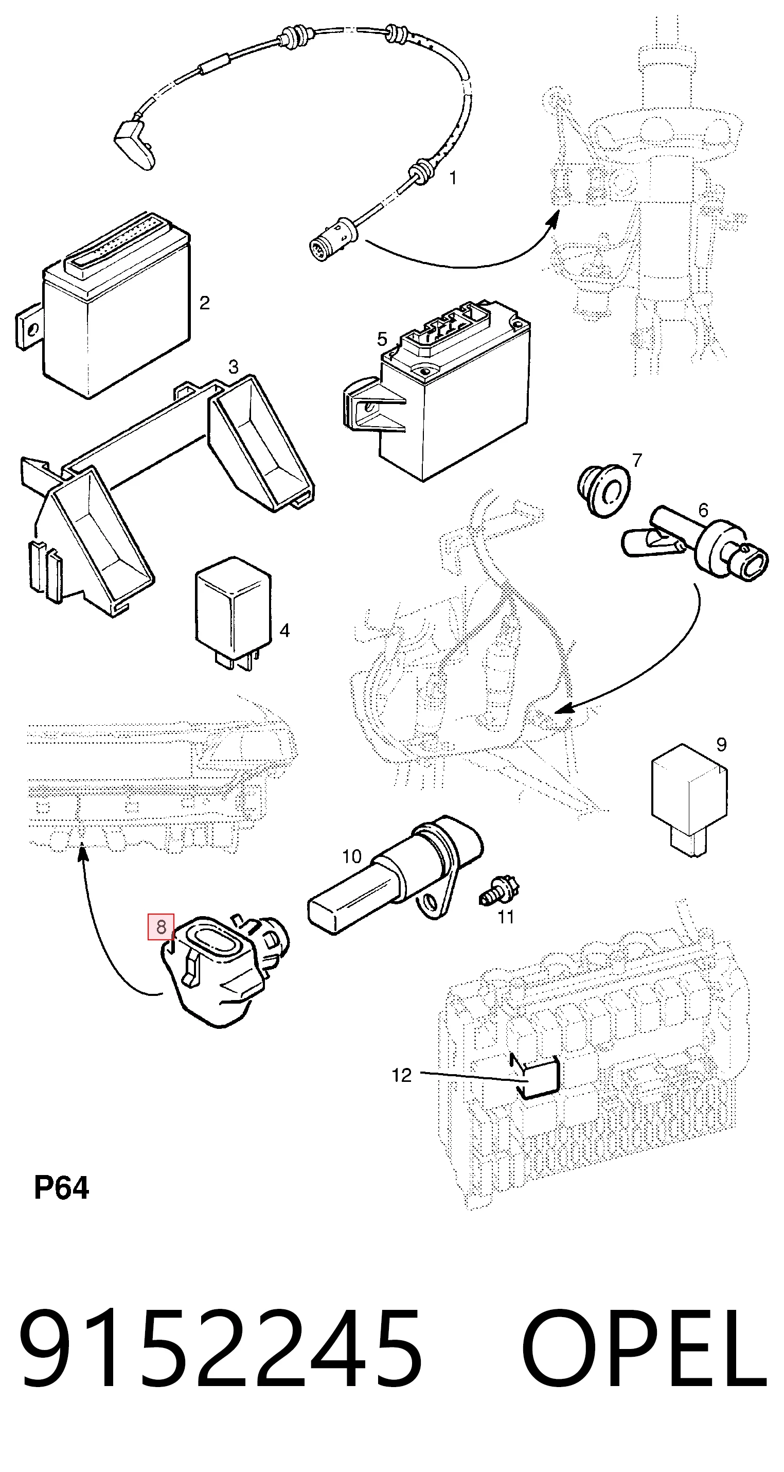 9152245 Opel Sensor de temperatura ambiente