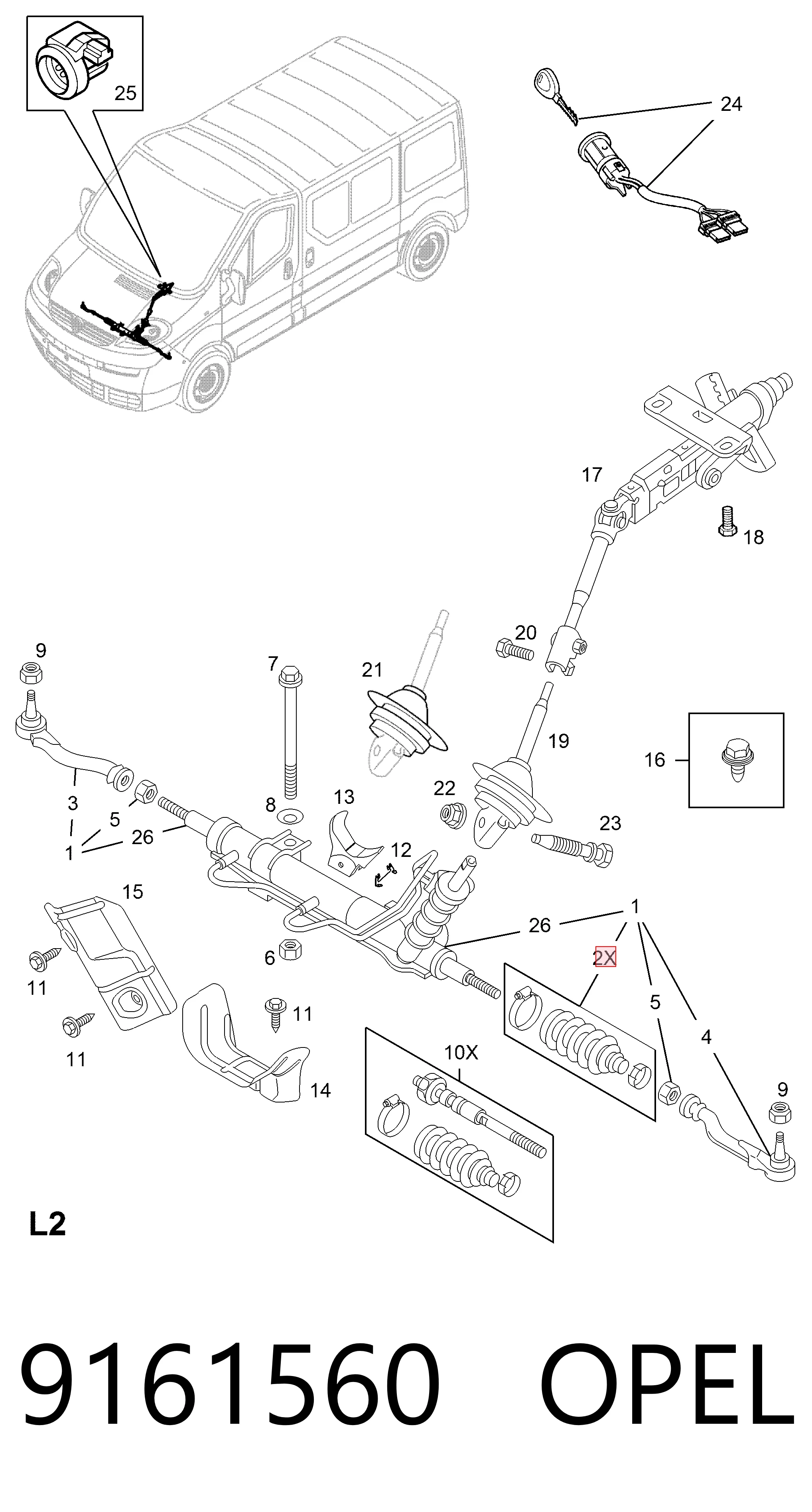 Fuelle de dirección para Renault Trafic II (FL)