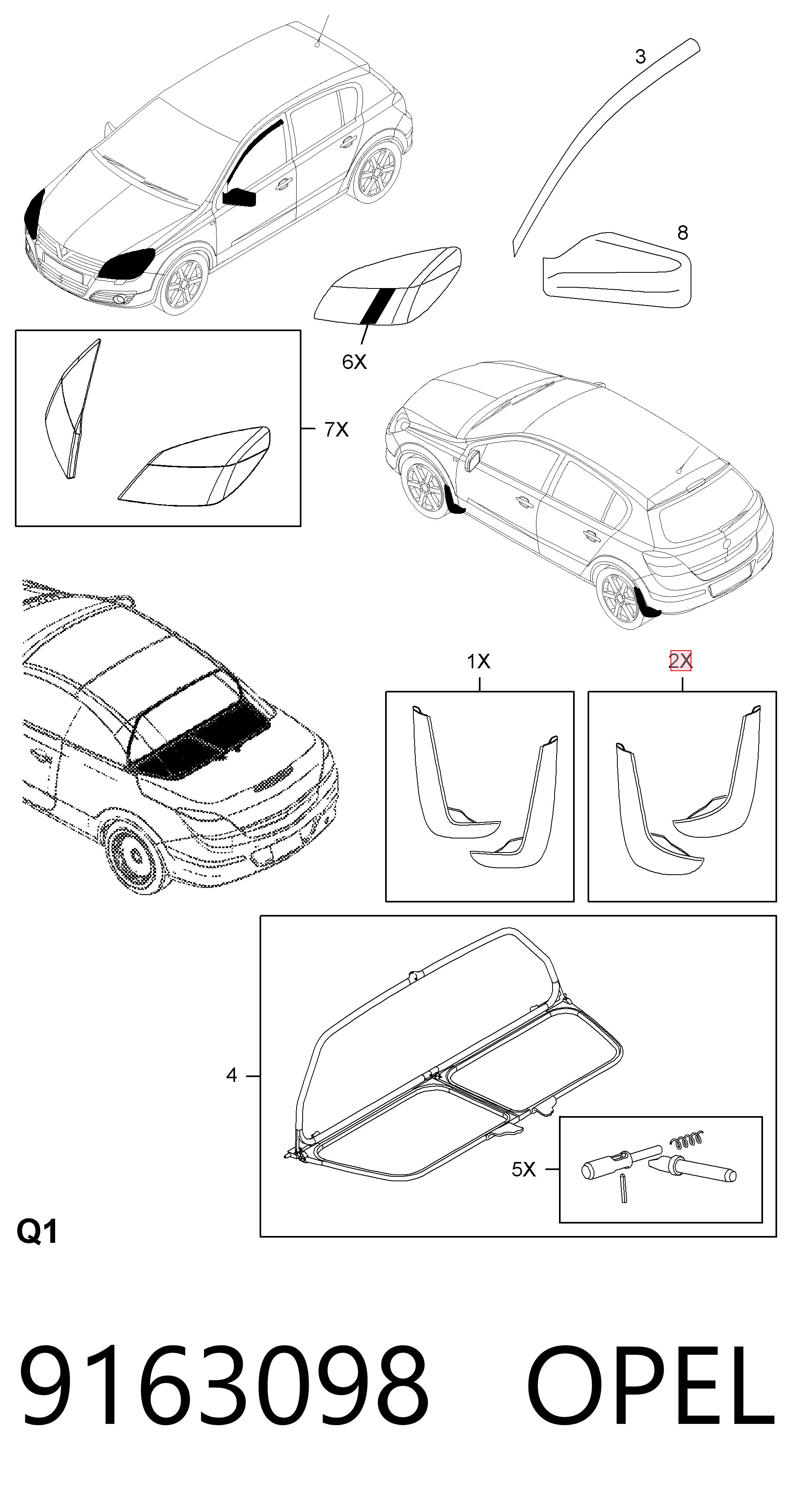 Juego de faldillas traseras 9163098 OPEL