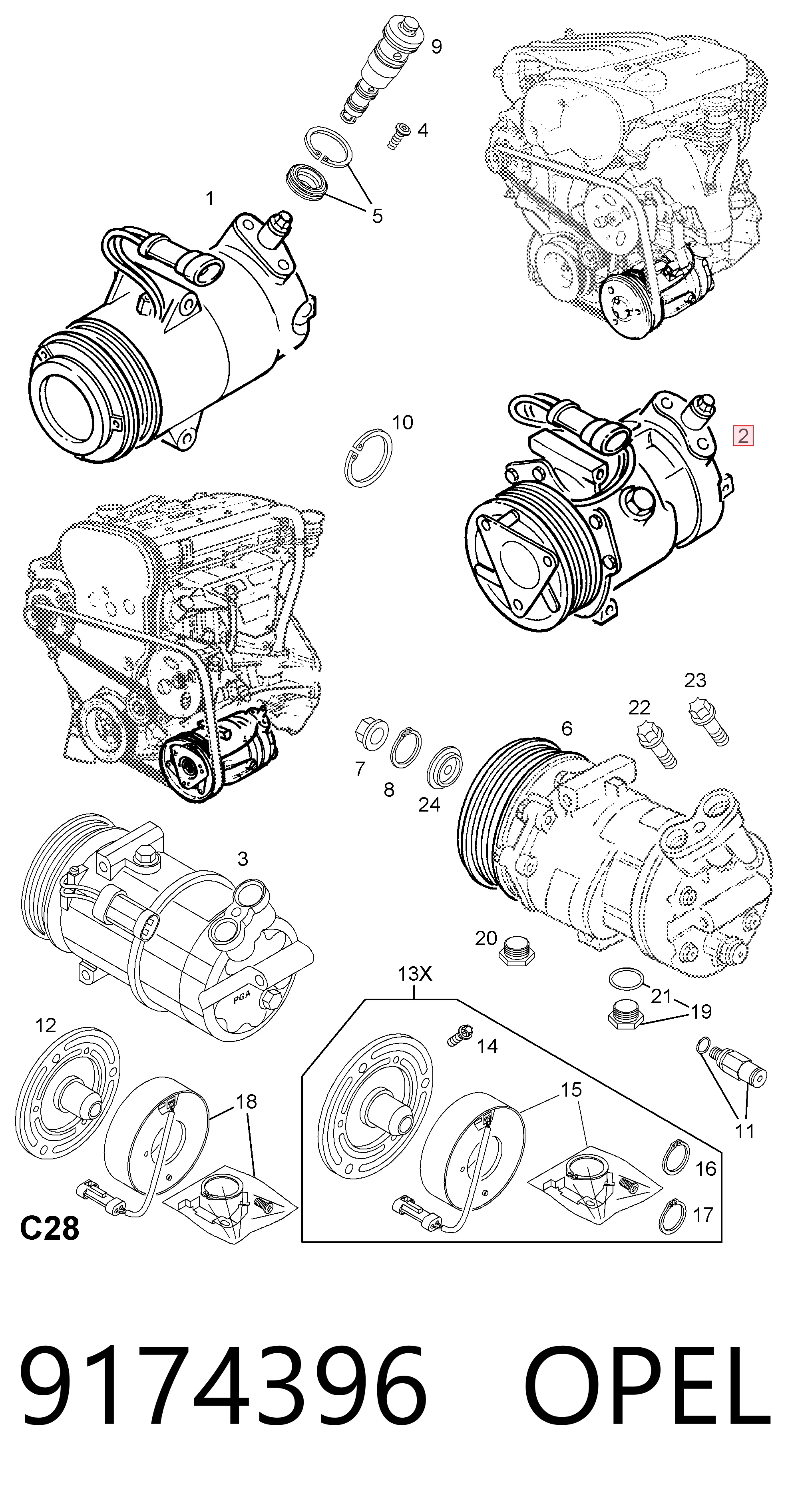 9174396 Opel Compresor climatizador