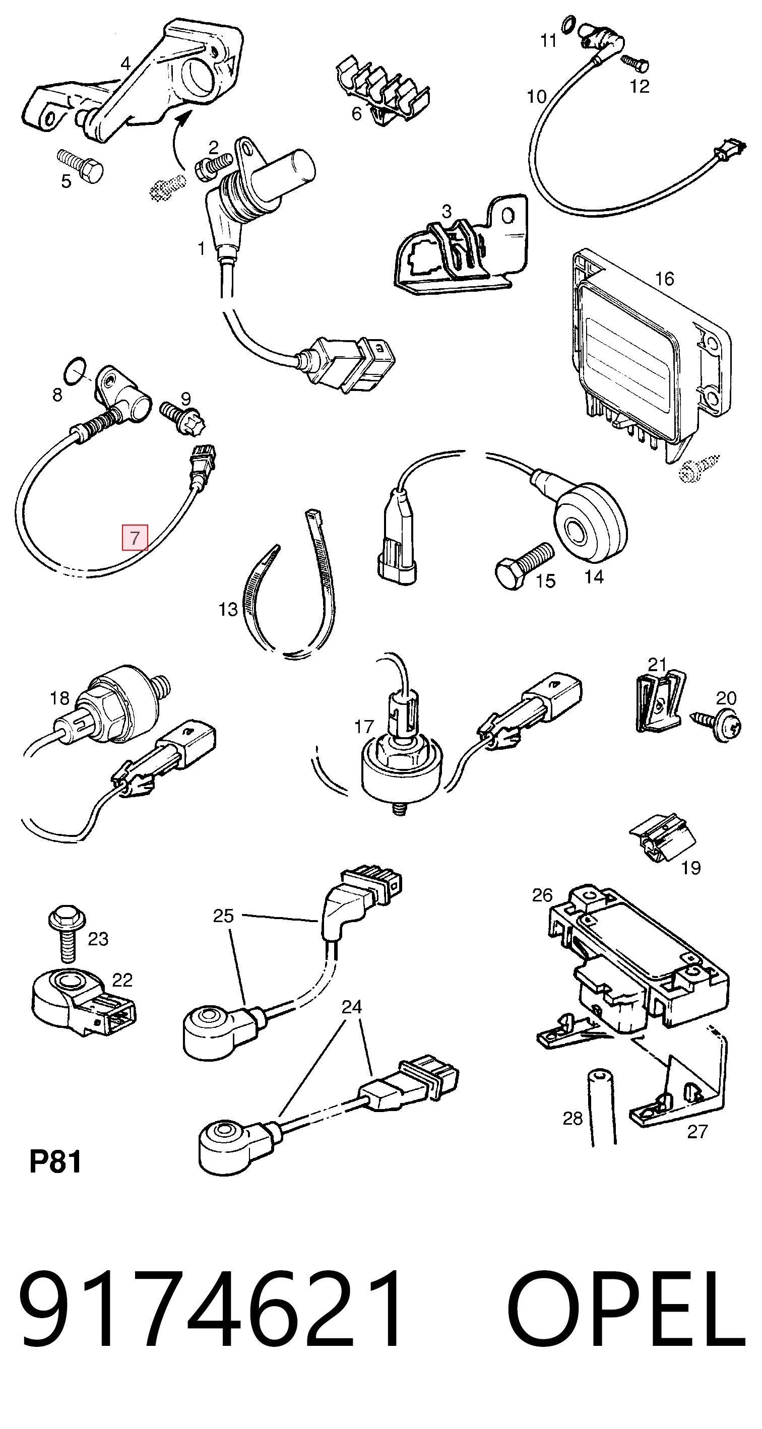 9174621 Opel Sensor de posición del cigüeñal