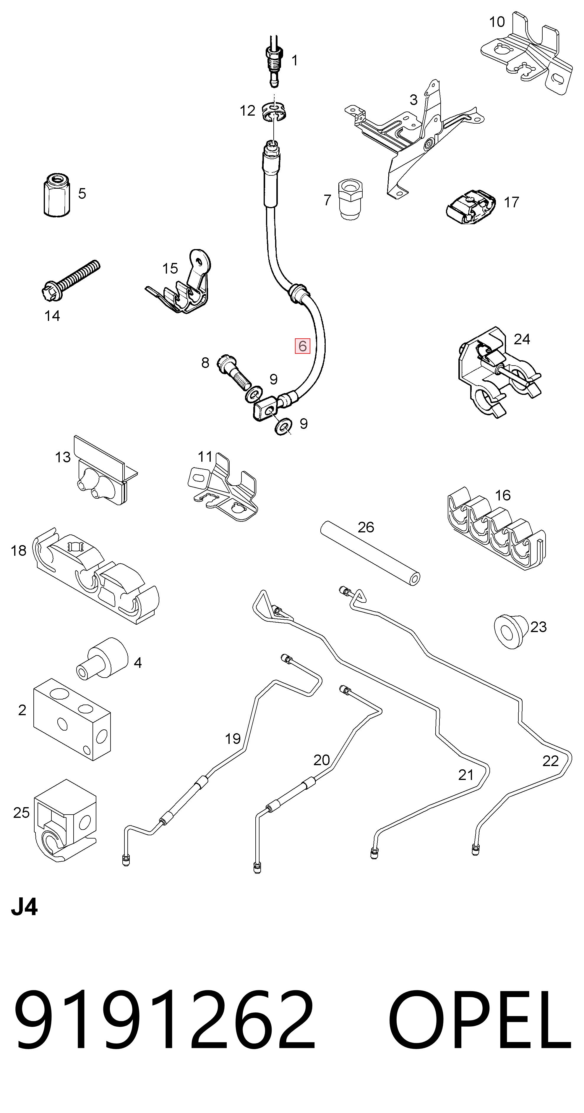 Tubo flexible de frenos delantero Opel Combo  ()