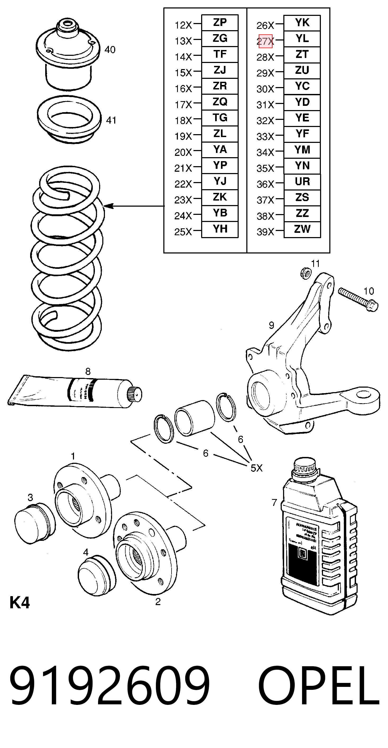 Muelle delantero para Opel Astra F35
