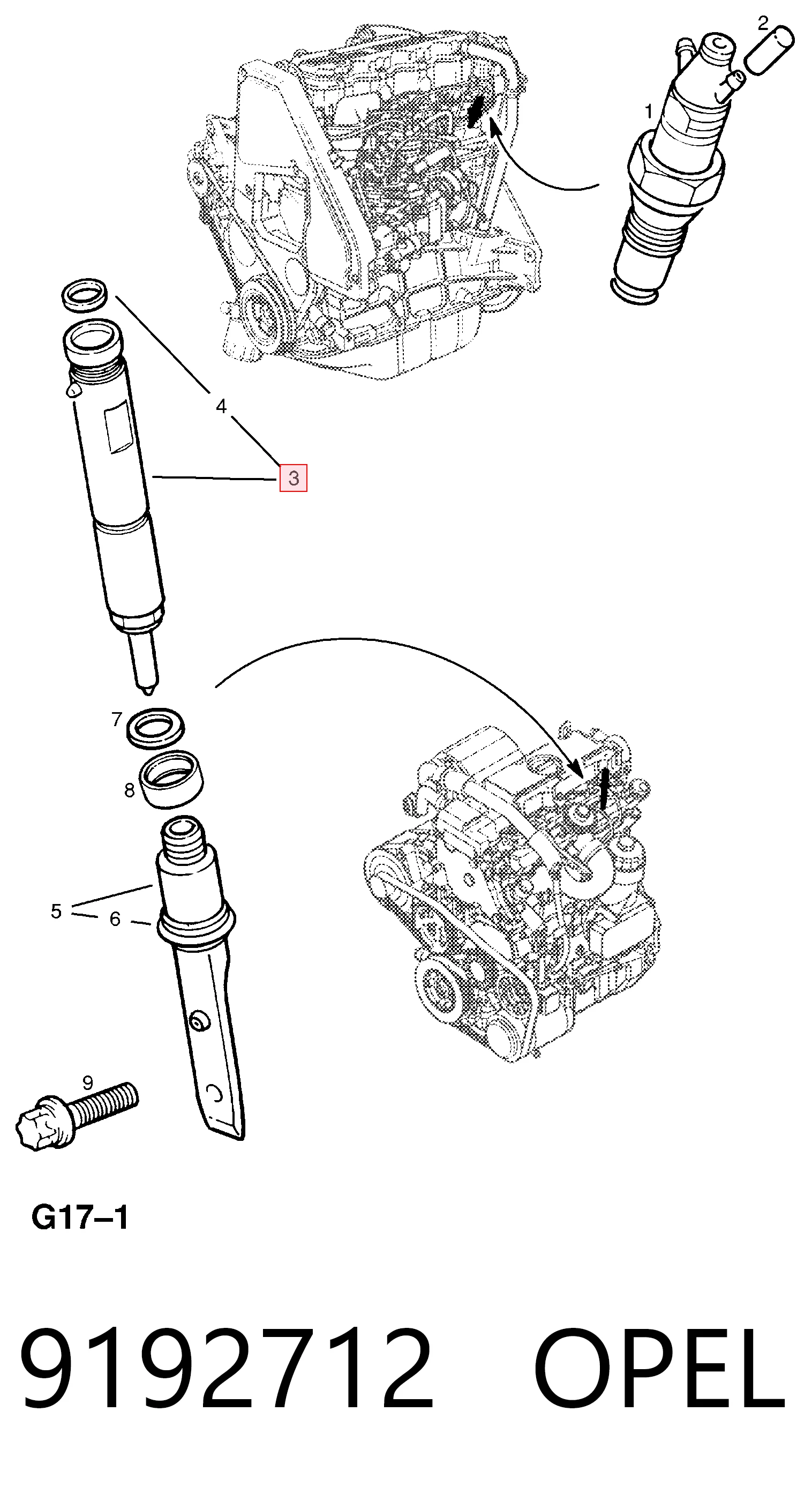 Inyector de combustible 9192712 OPEL