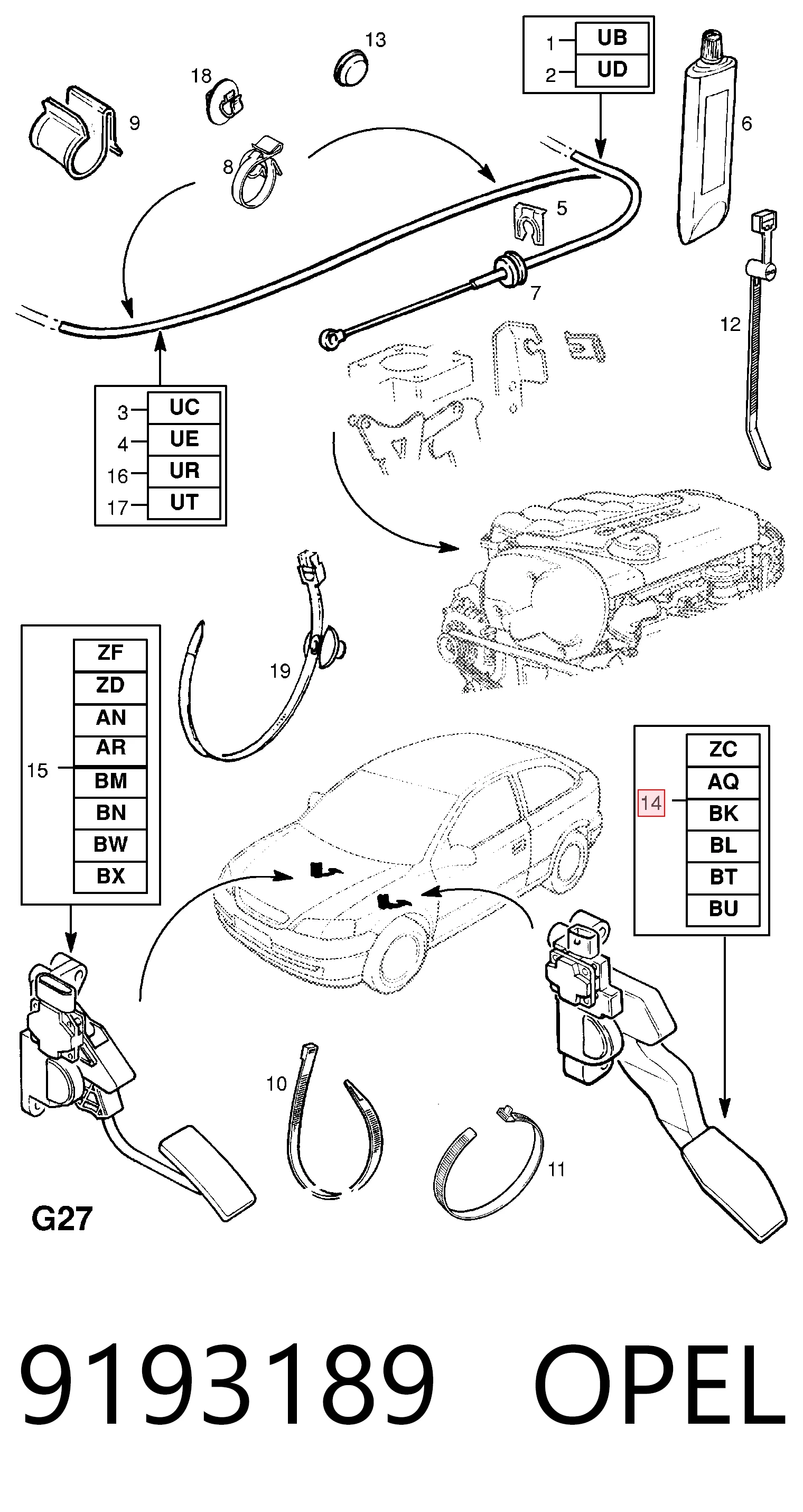 9193189 Opel Pedal de aceleracion
