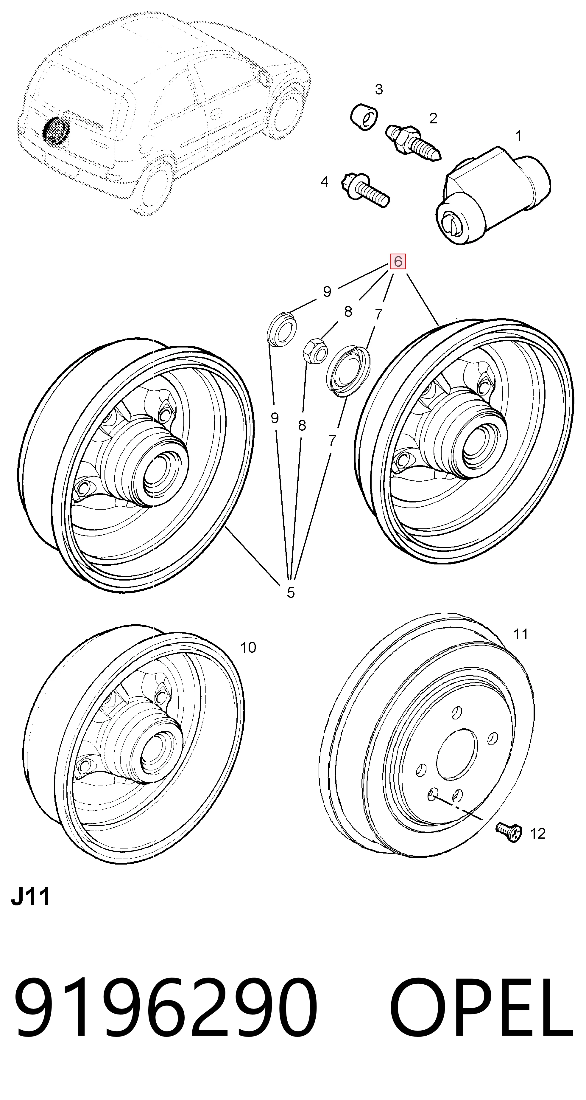 Tambor de freno trasero Opel Corsa  (F08)