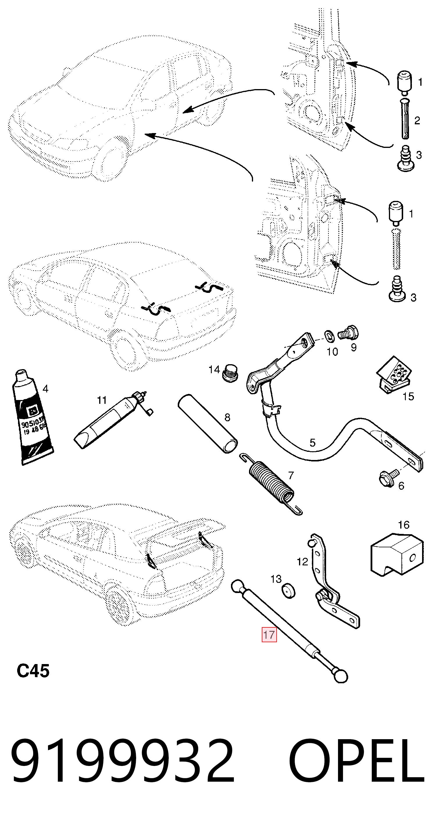 Amortiguador de porton para Opel Astra G F67