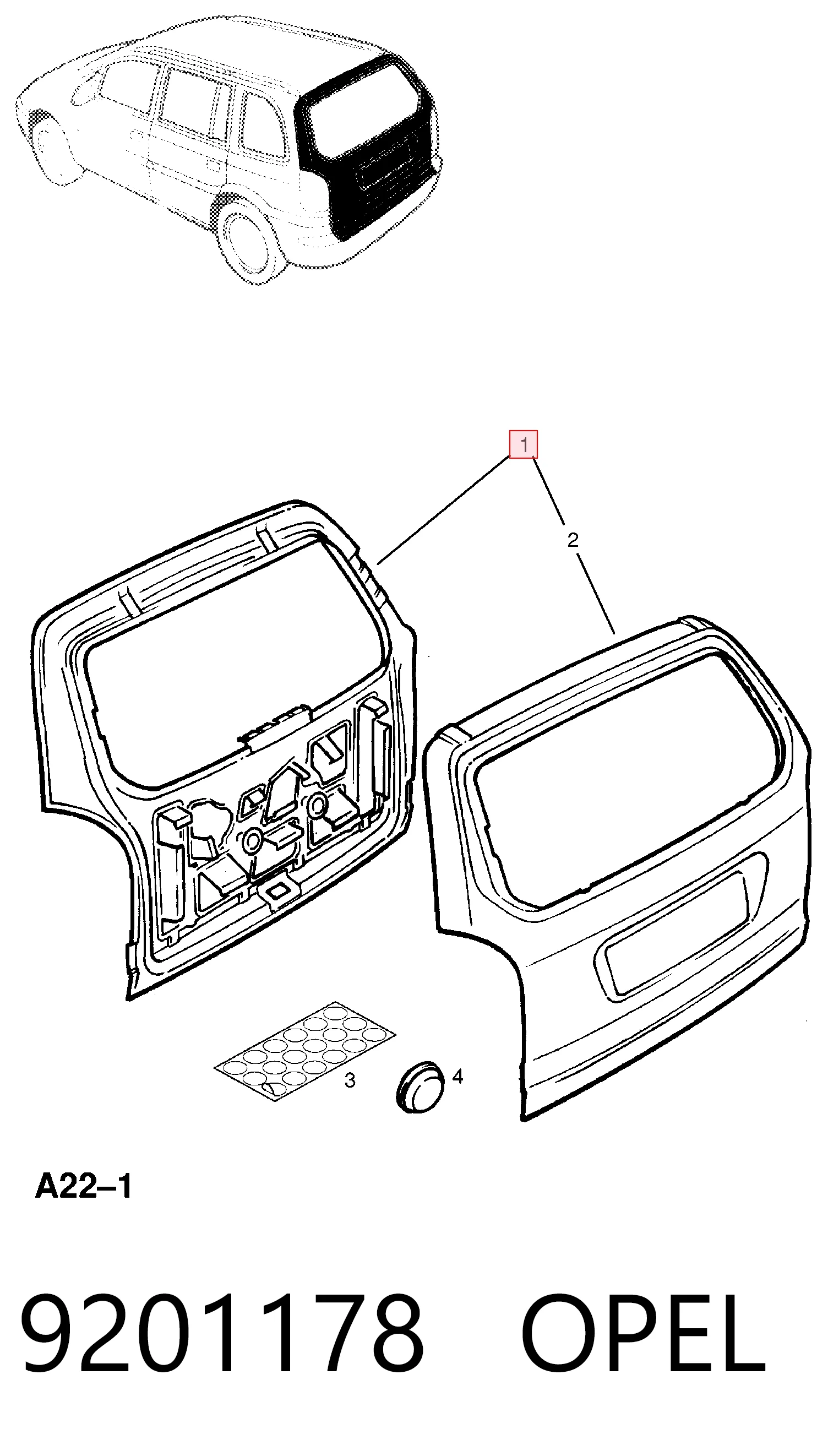 Porton trasero para Opel Zafira A F75