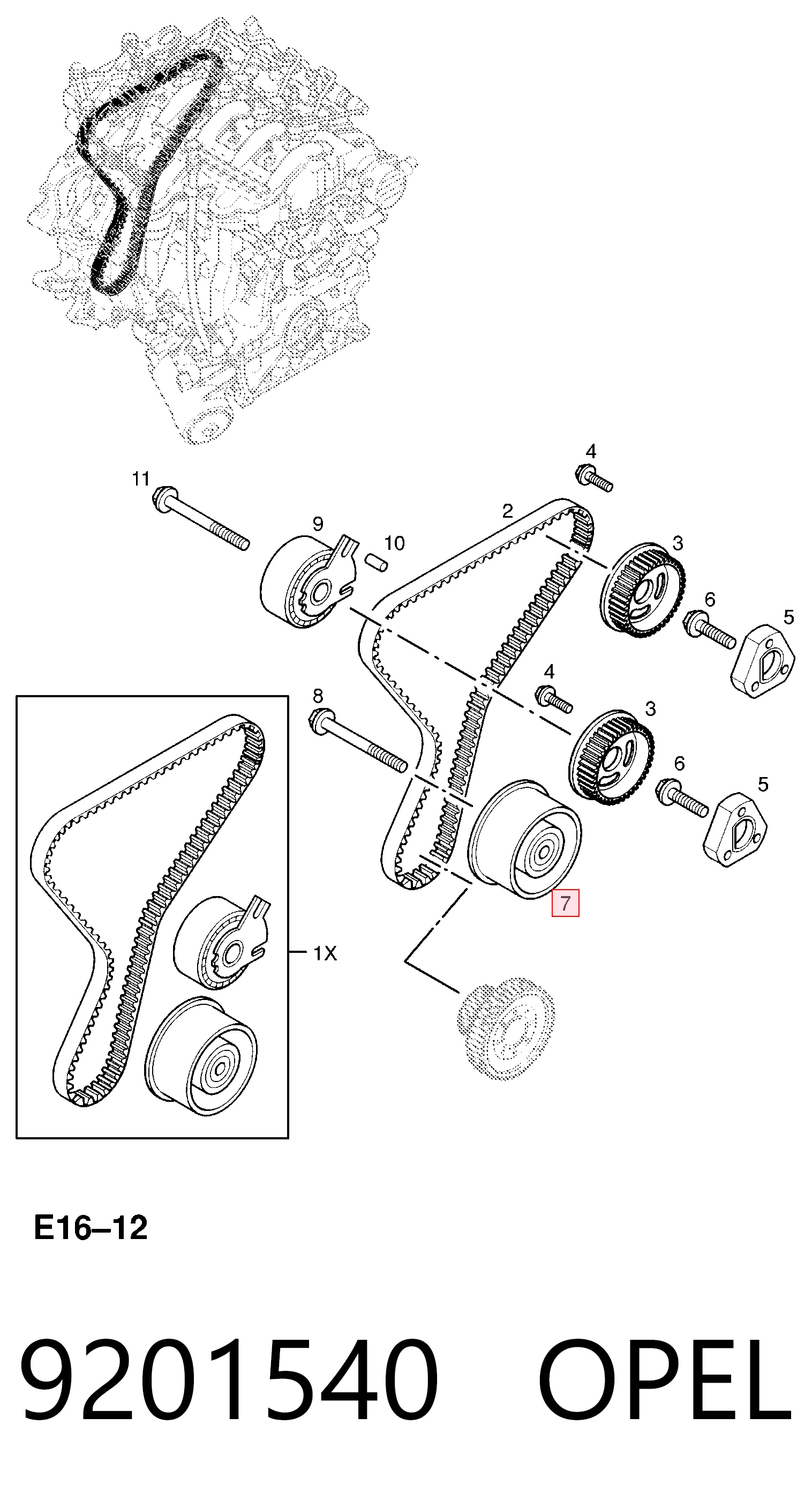 Polea tensora intermedio de correa dentada Opel Vivaro (2001-2014)