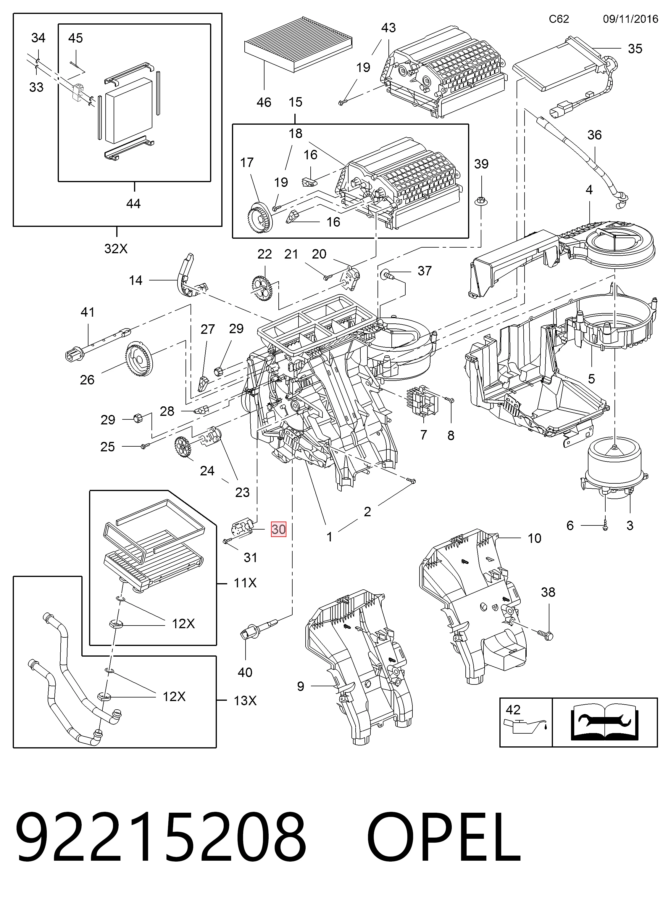 Actuador de compuerta de la calefacción para Opel Insignia A G09