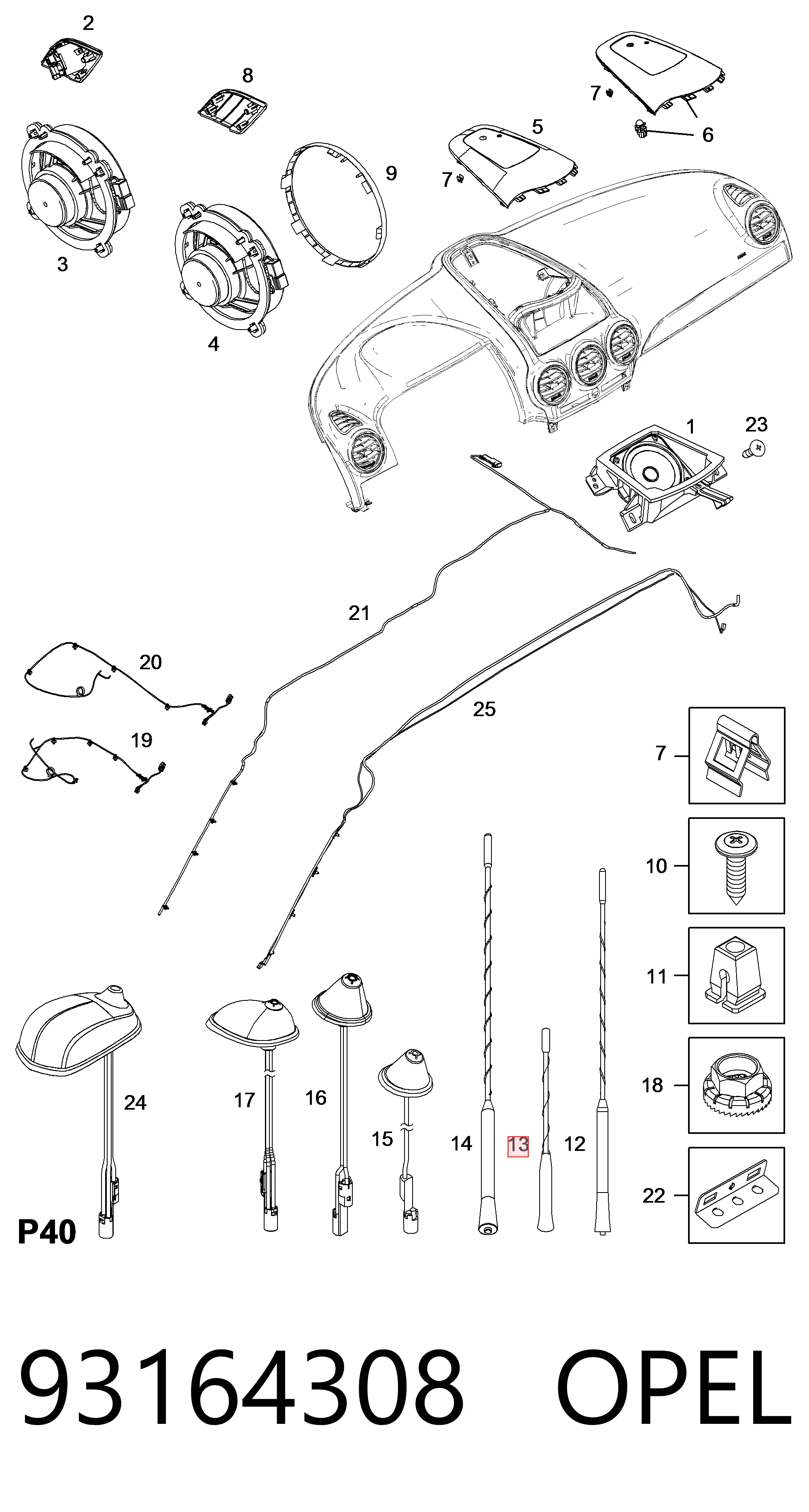 Antena de tiburón Opel Astra  (2004-2014)