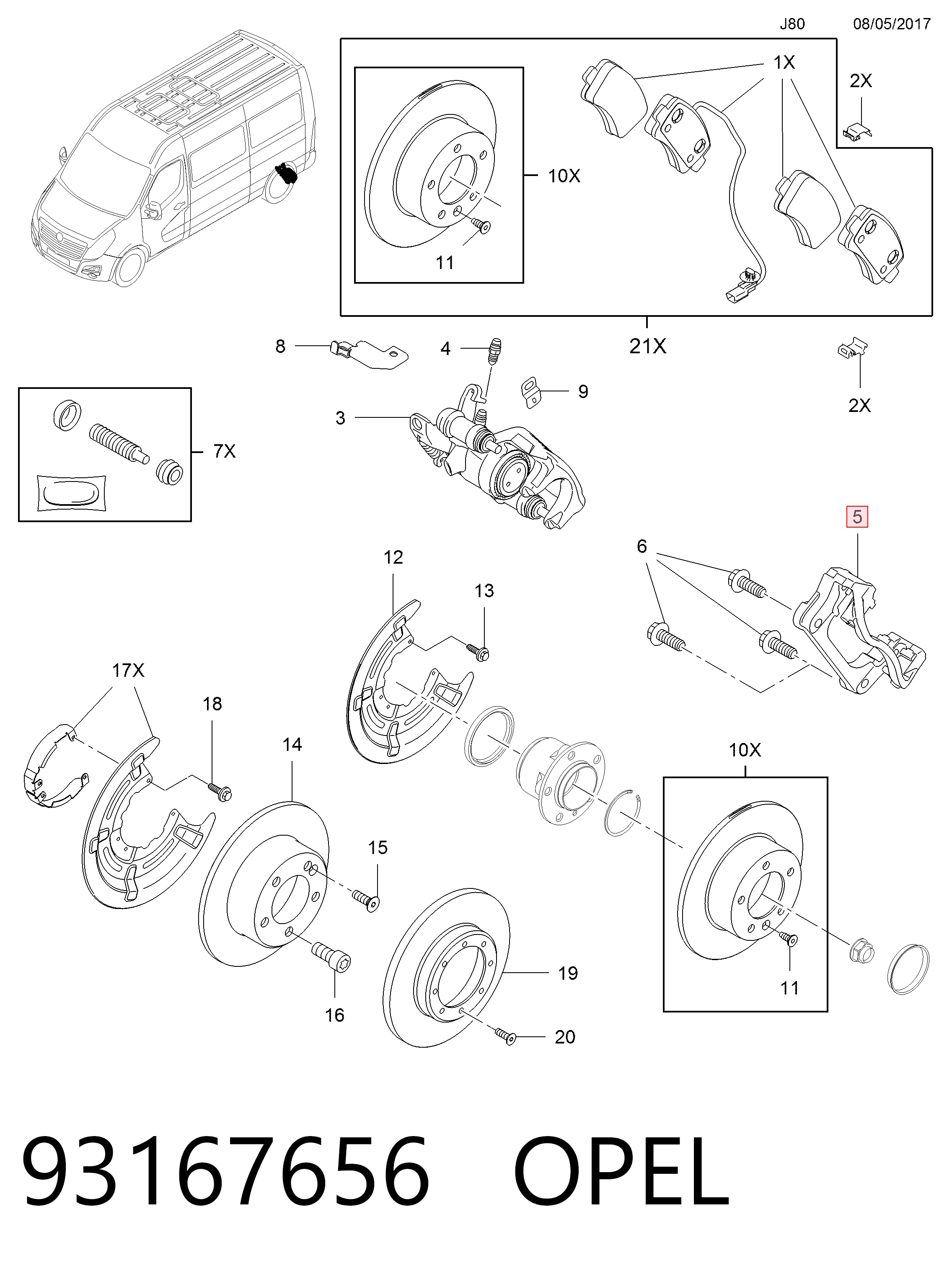Soporte de la pinza de freno trasera 93167656 OPEL