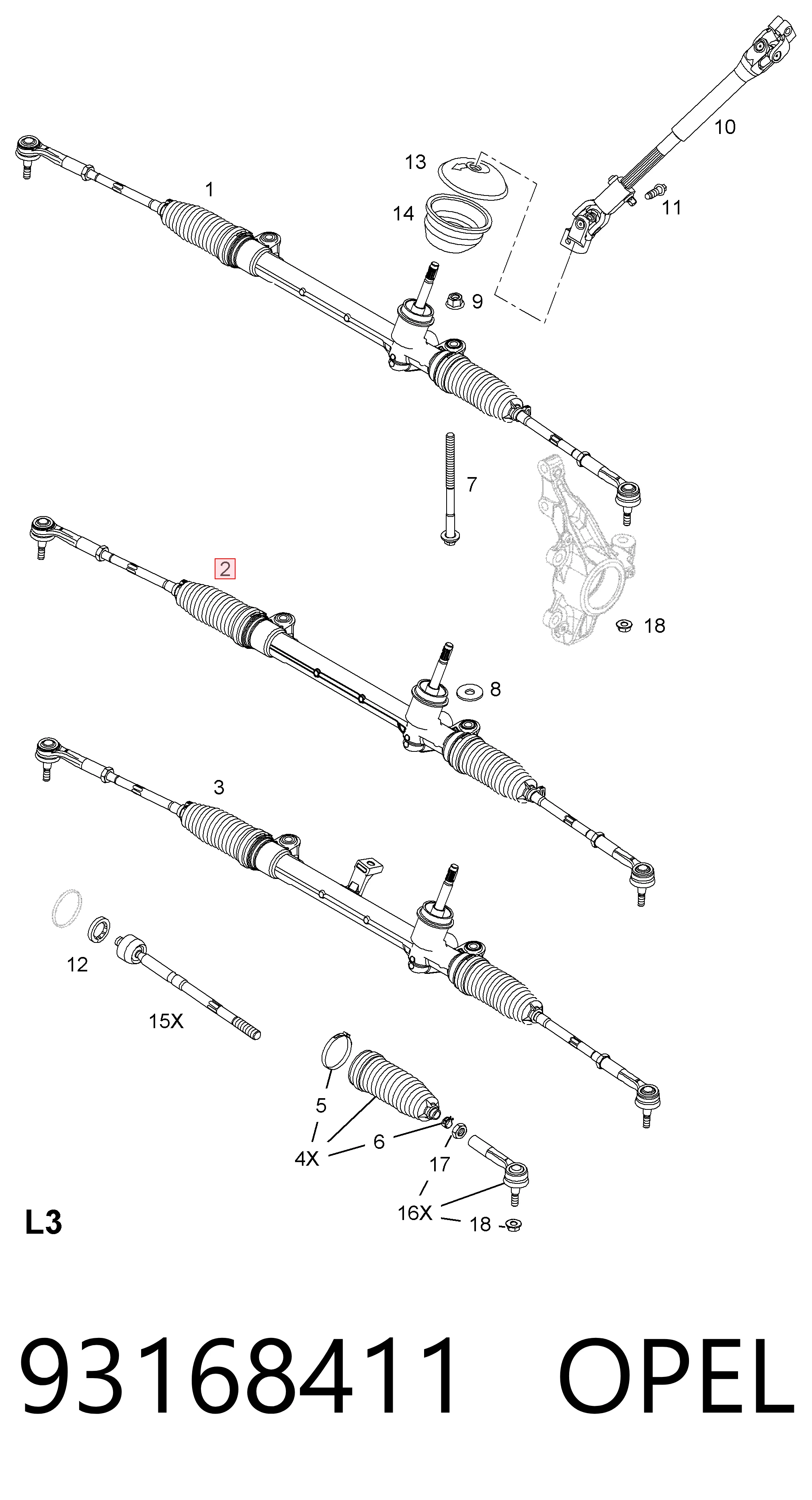  Cremallera de dirección Opel Corsa 