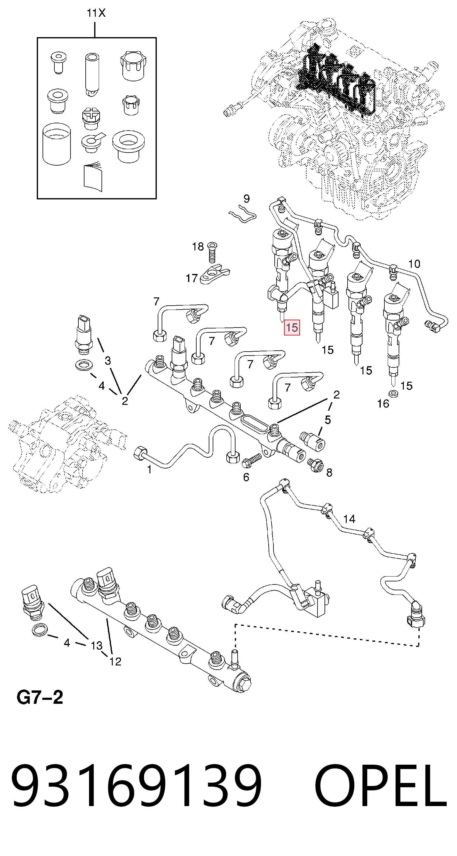 93169139 Opel Inyector de combustible