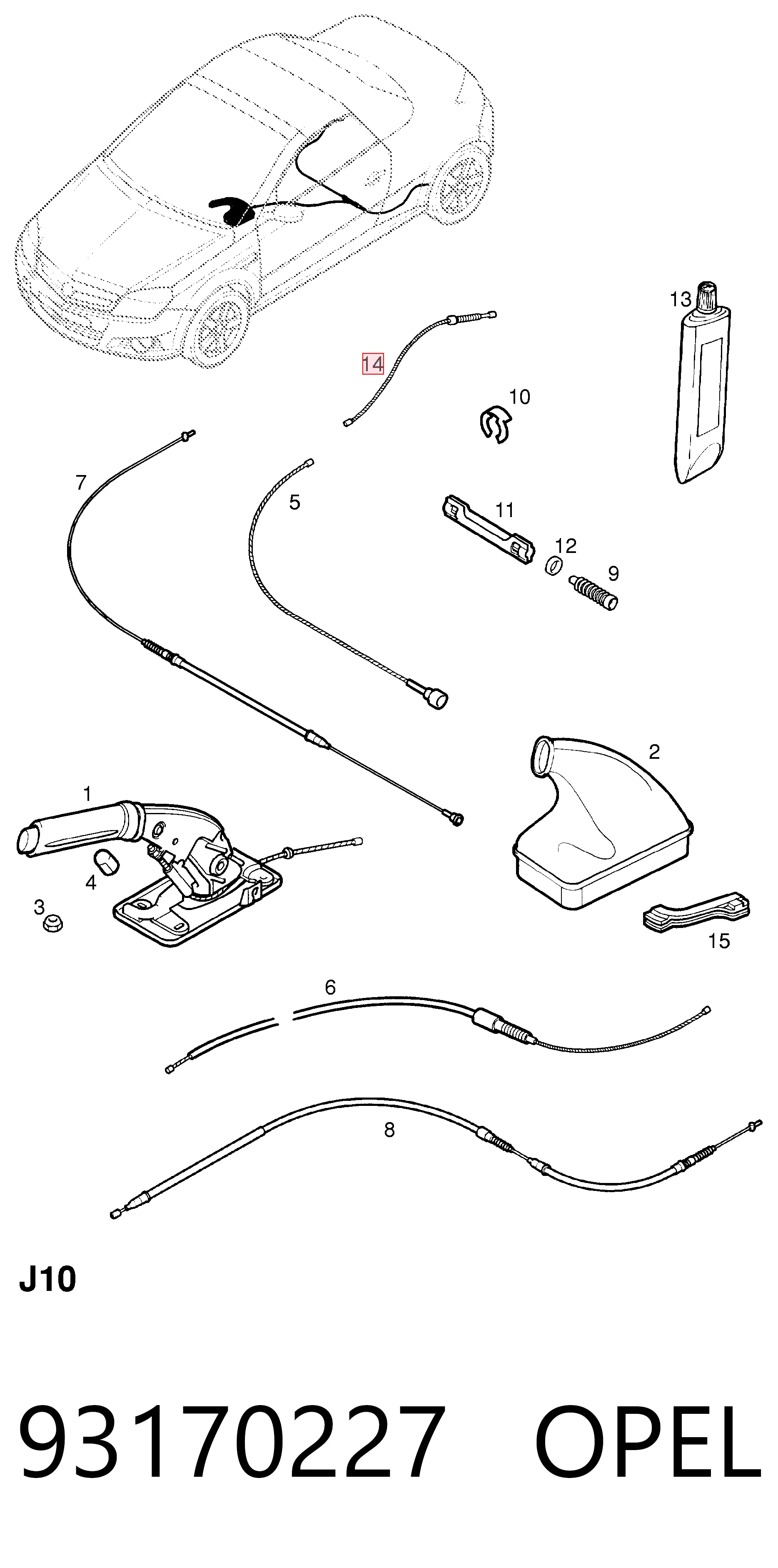 Cable de freno de mano trasero derecho/izquierdo para Opel Corsa F08