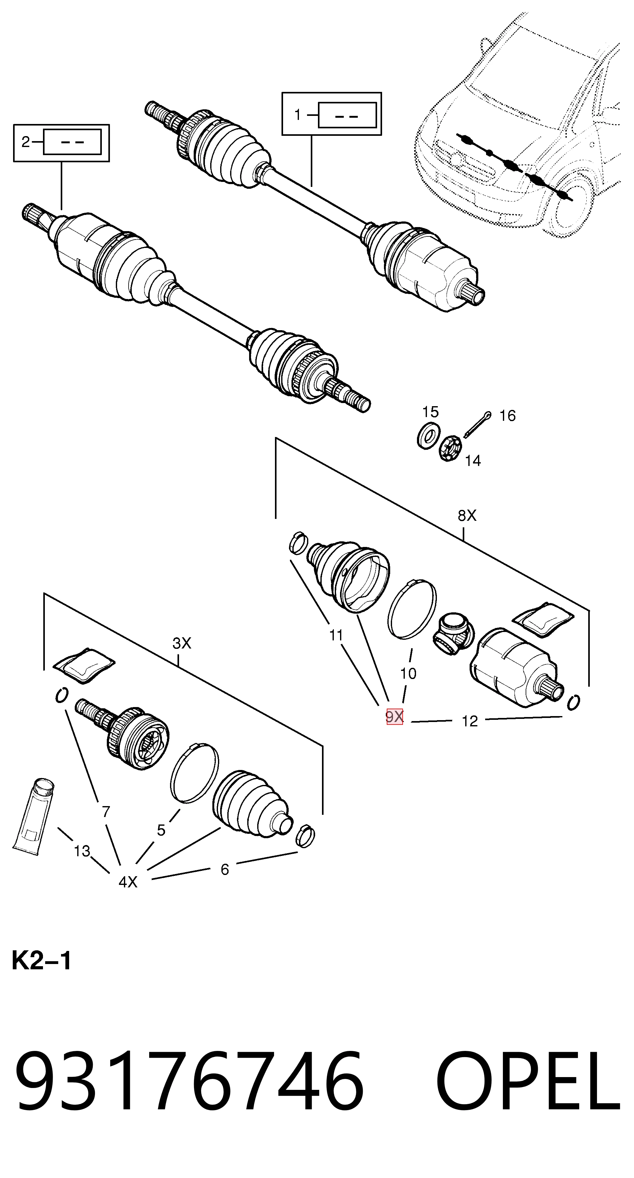 Fuelle de semieje delantero interior para Toyota Avensis T22