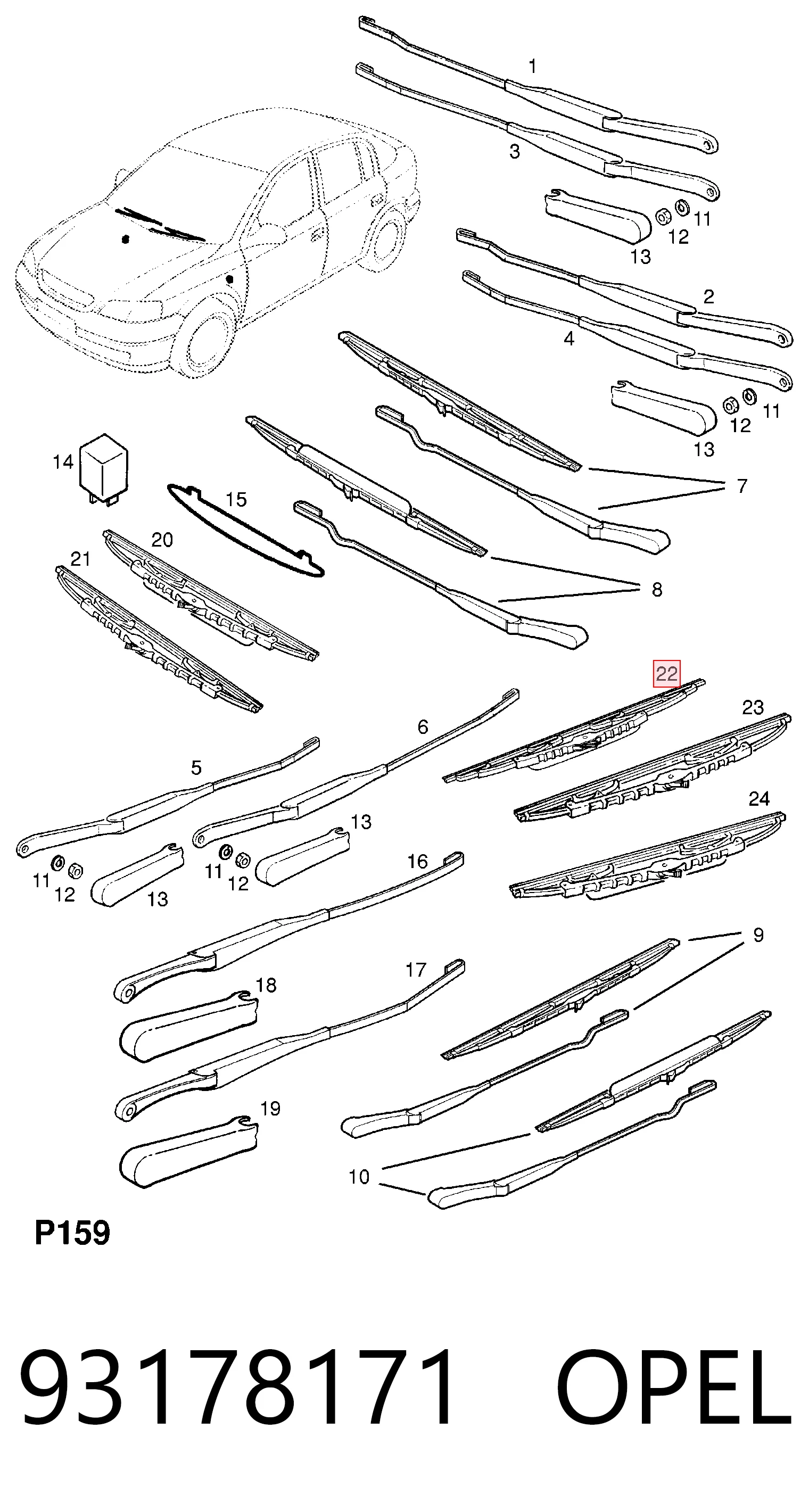 Escobillas de limpiaparabrisas delanteras para Opel Zafira  (F75)