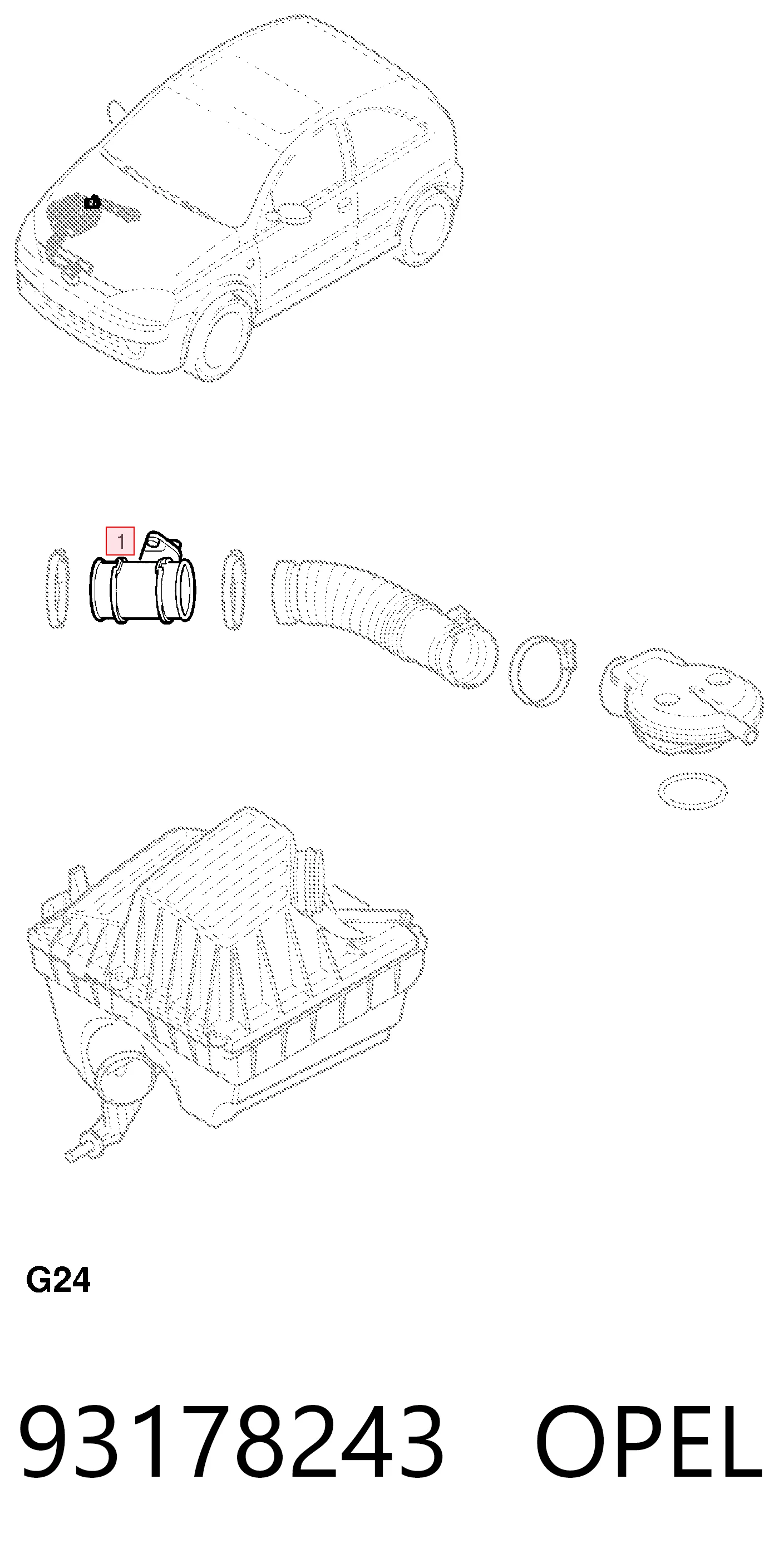 93178243 Opel Sensor de flujo de aire