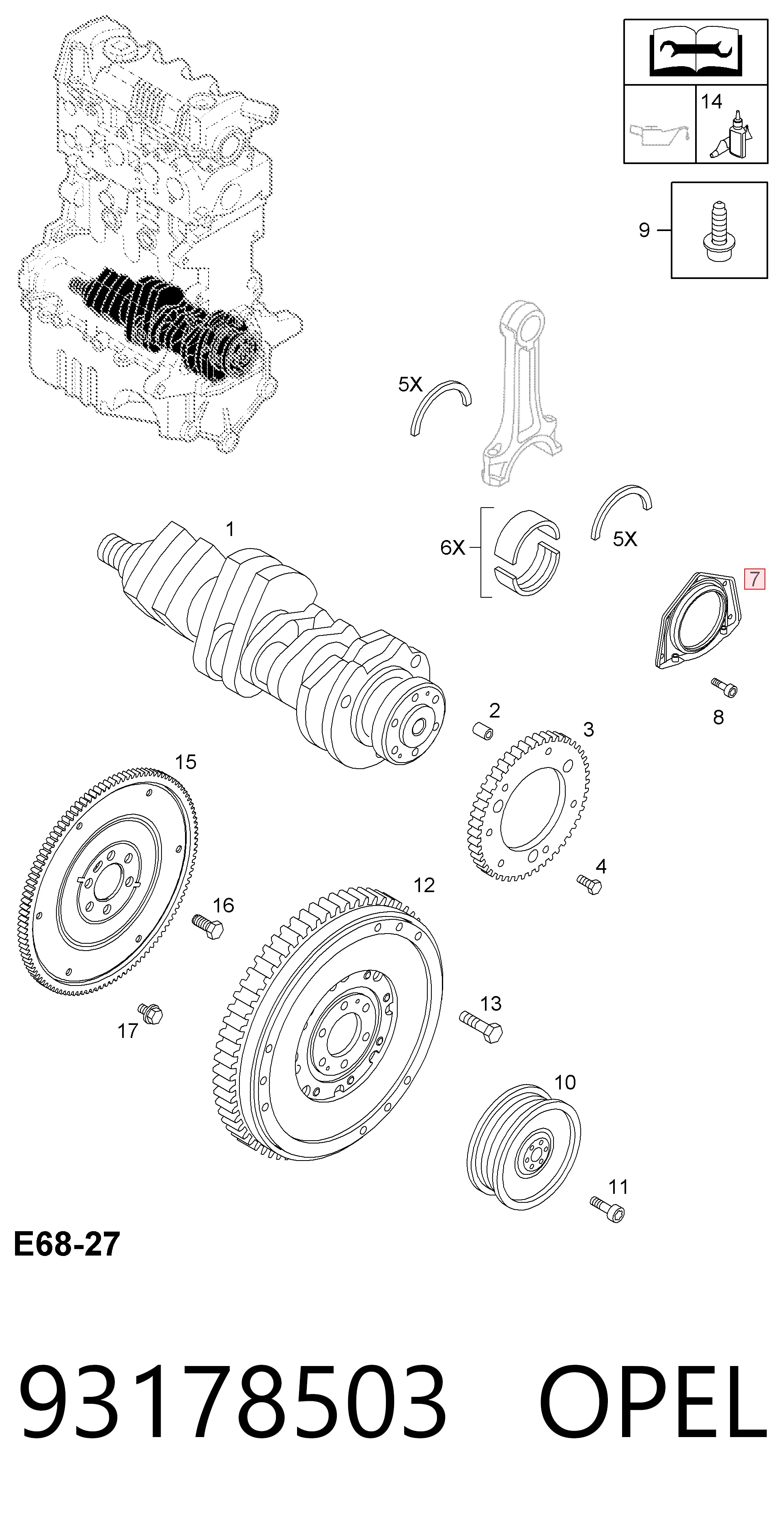 Retén de cigüeñal para Fiat Punto 176