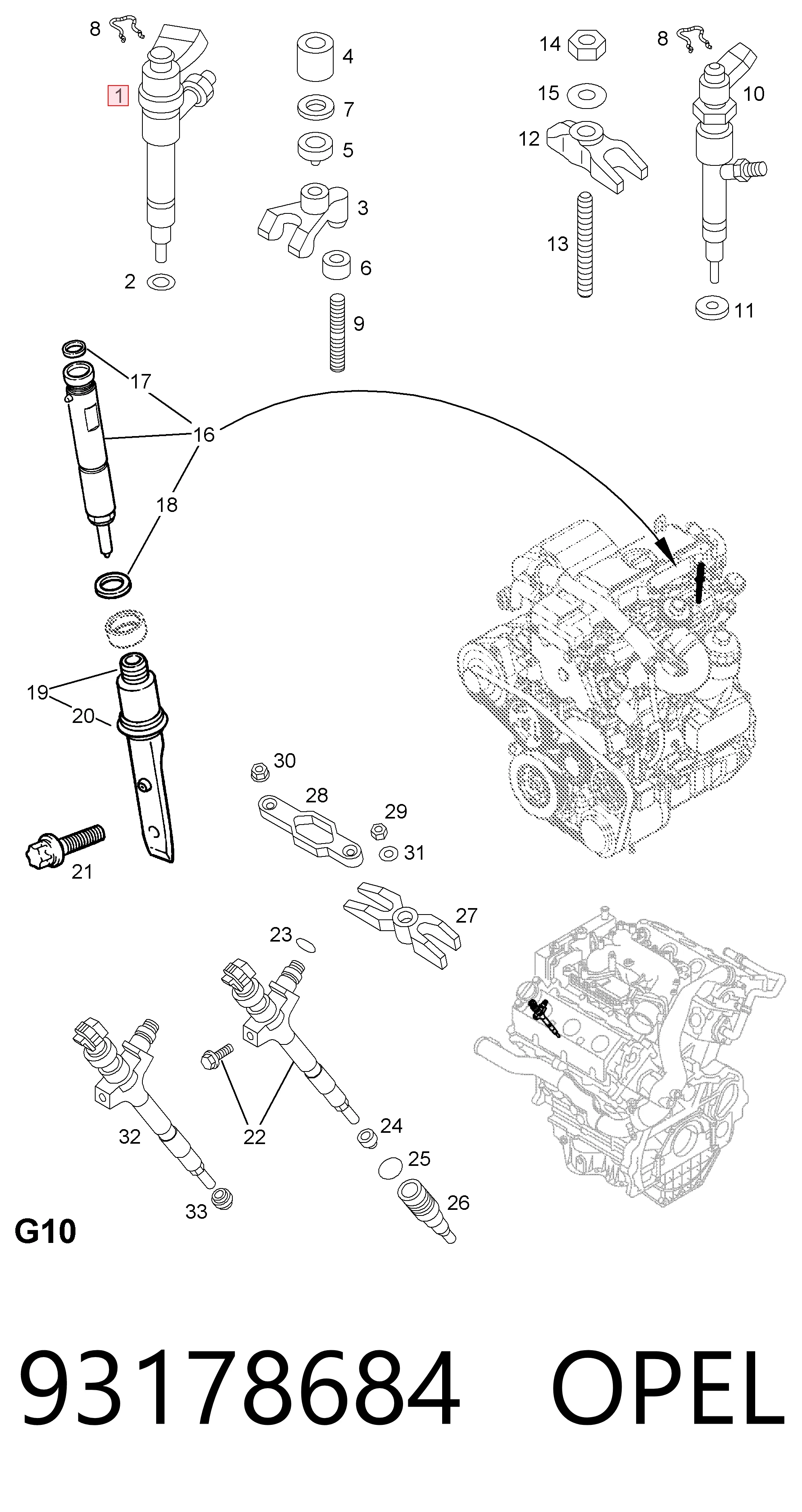Inyectores Opel Vectra C familiar (2002 - 2008) precio, desde 34,85 EUR