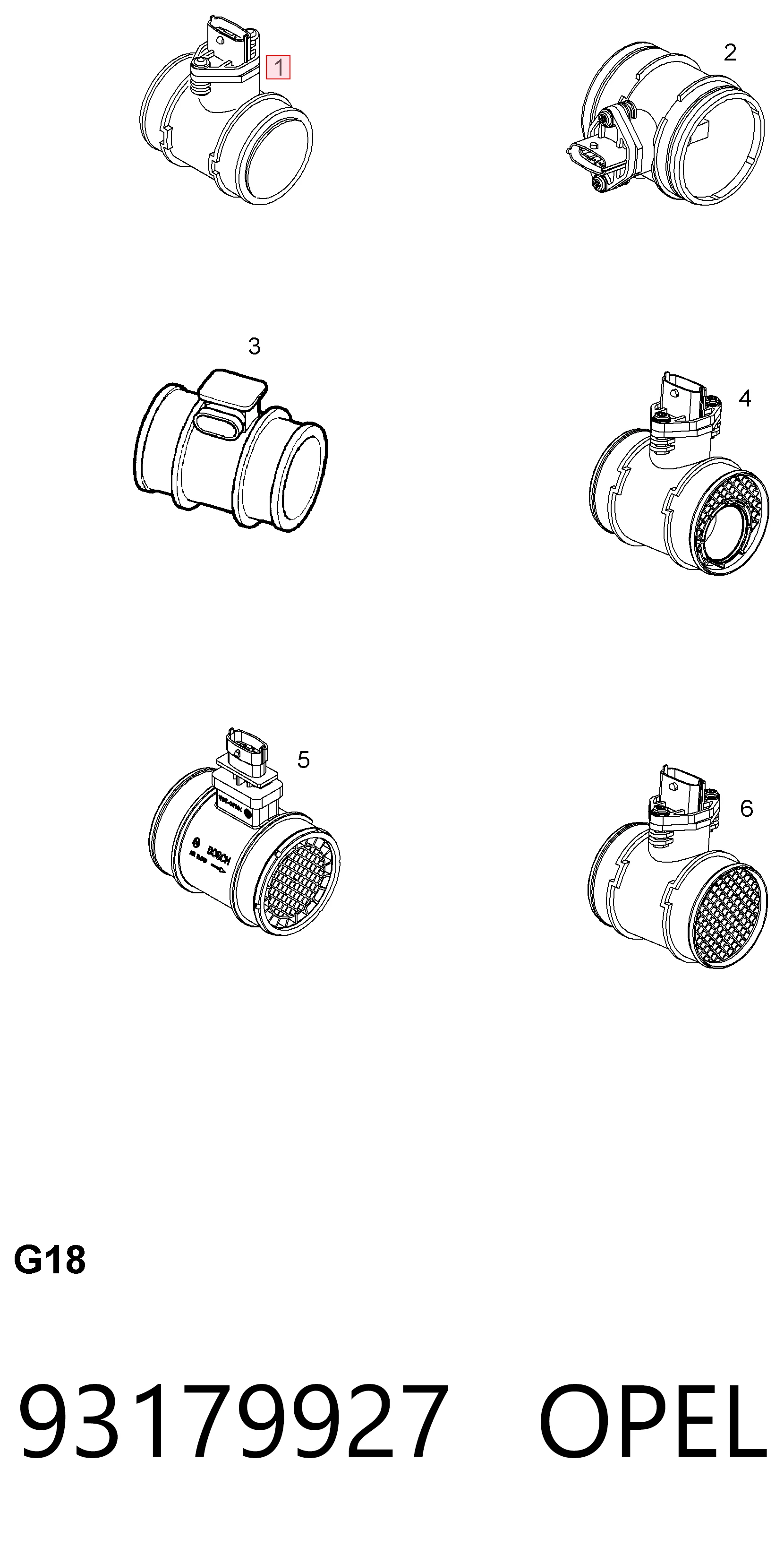 93179927 Opel Sensor de flujo de aire