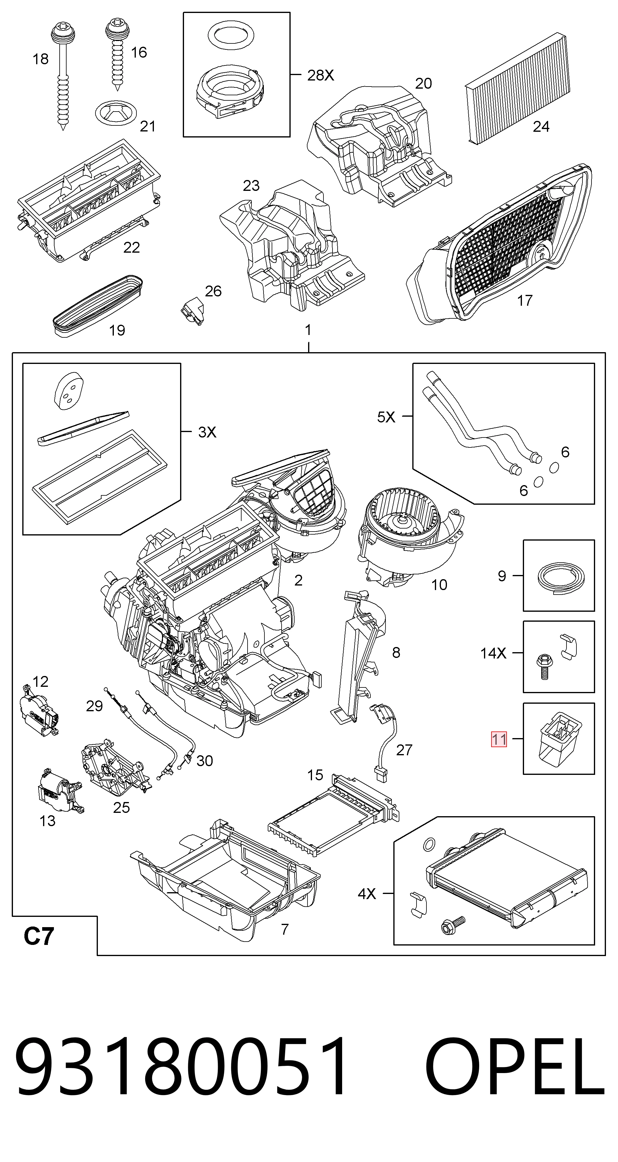 93180051 Opel Resistencia de calefacción
