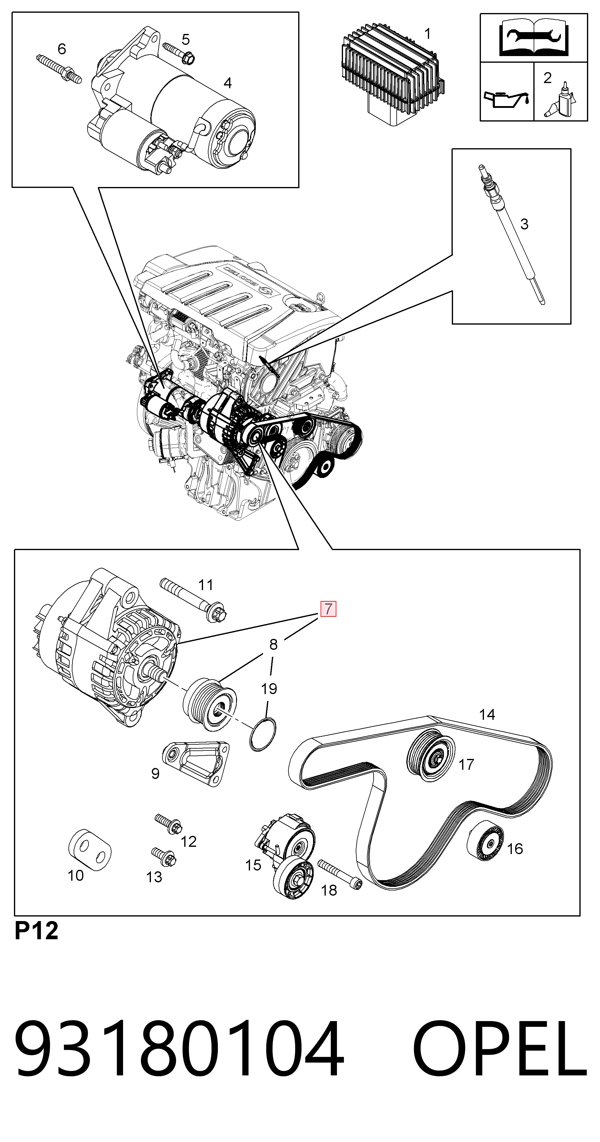 93180104 Opel Alternador de coche