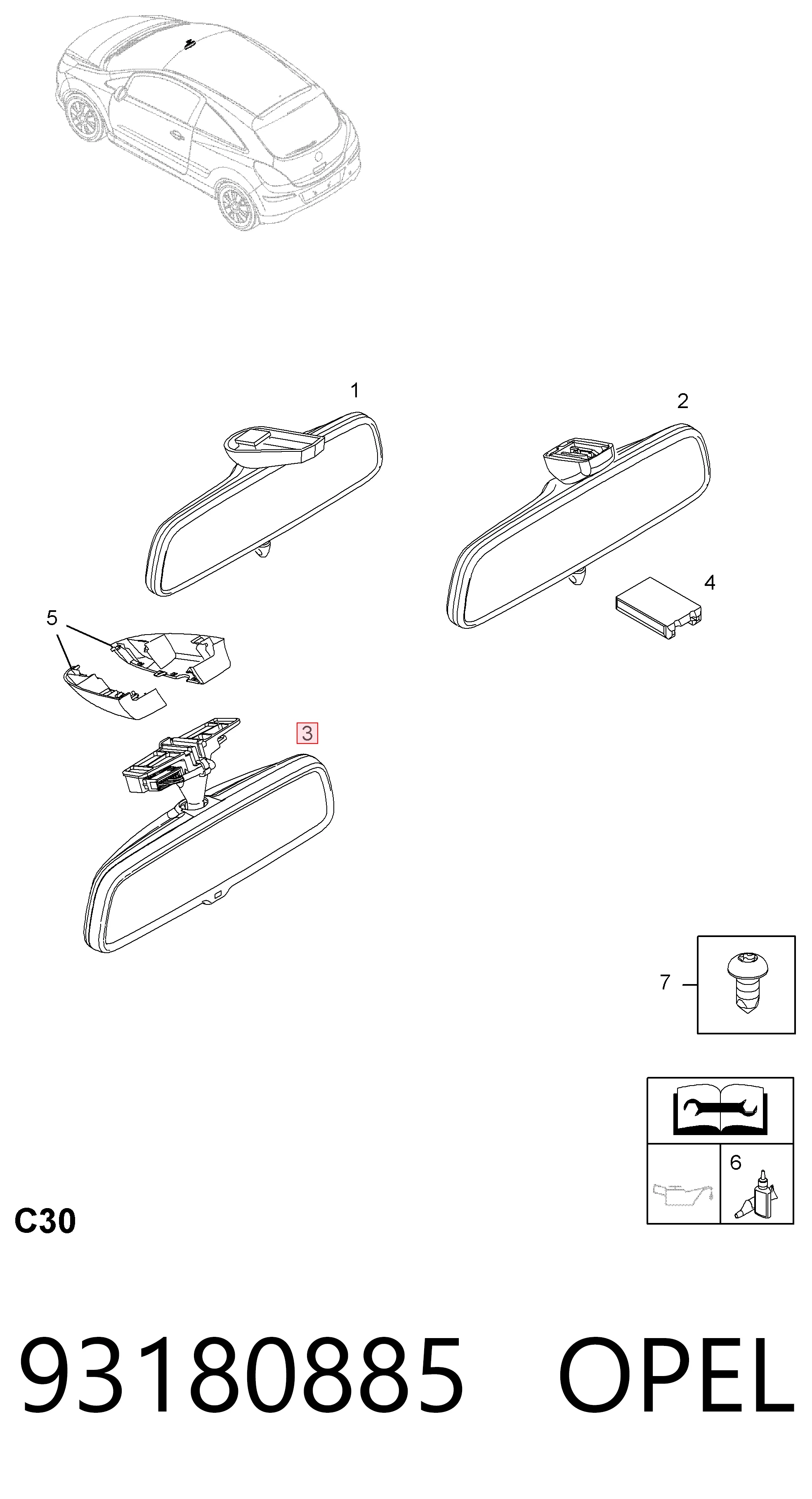 Espejo retrovisor interior Opel Astra  (2004-2014)