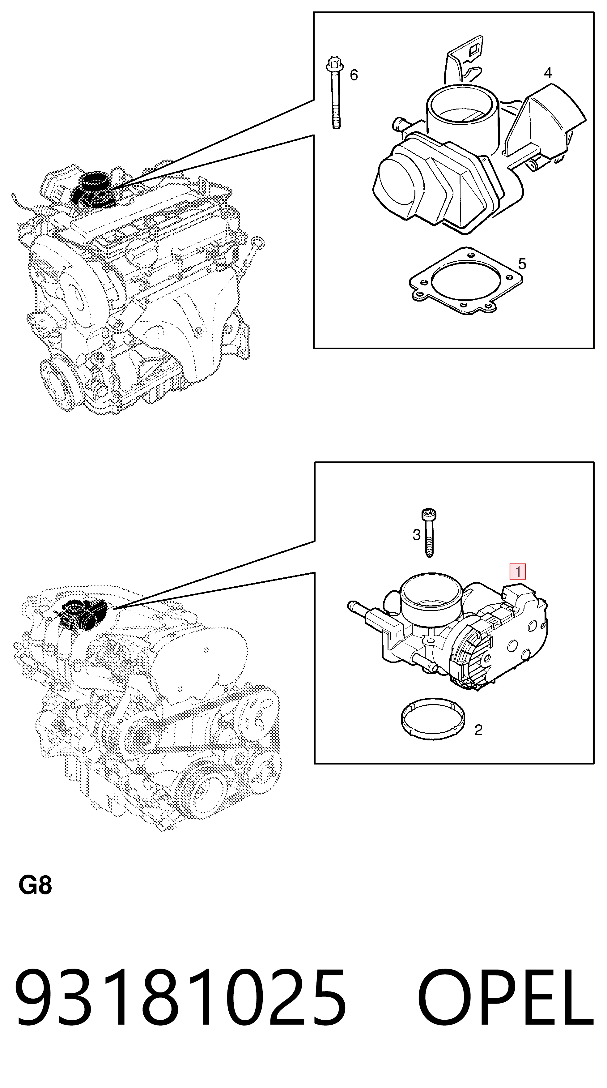 93181025 Opel Mariposa de admisión