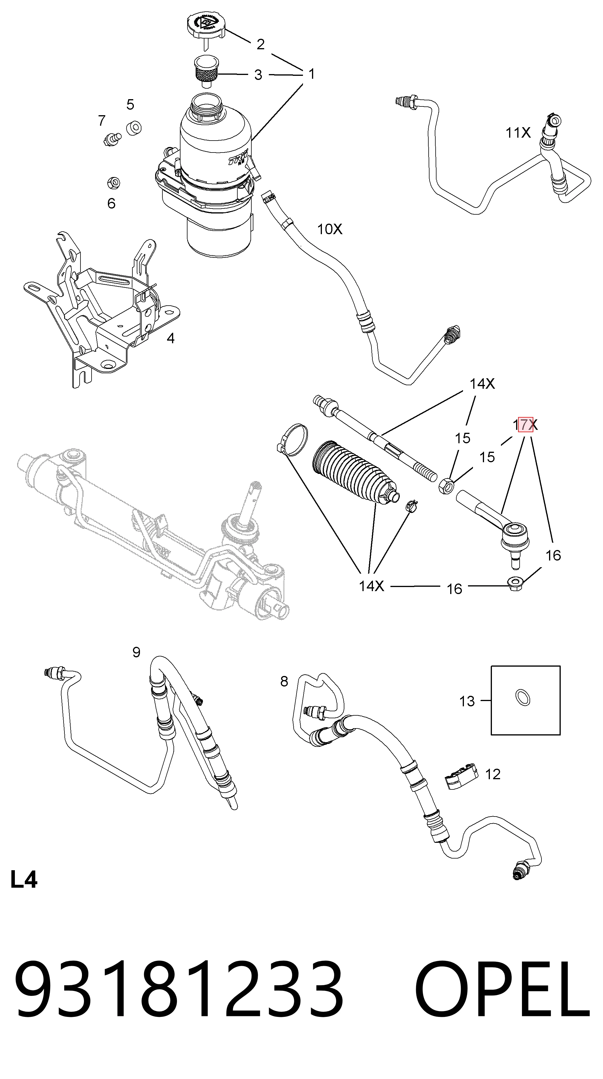 93181233 Opel Rótula de dirección